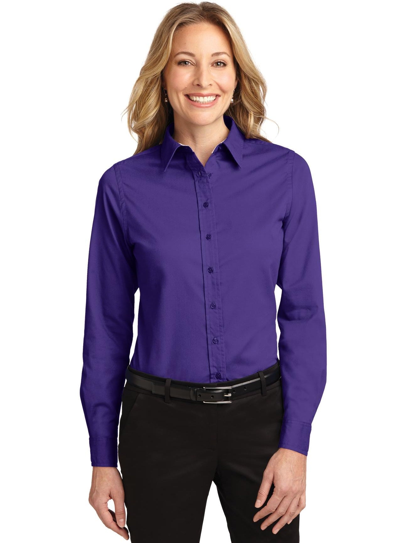 no-logo Port Authority Ladies Easy Care-Regular-Port Authority-Purple/Light Stone-XS-Thread Logic