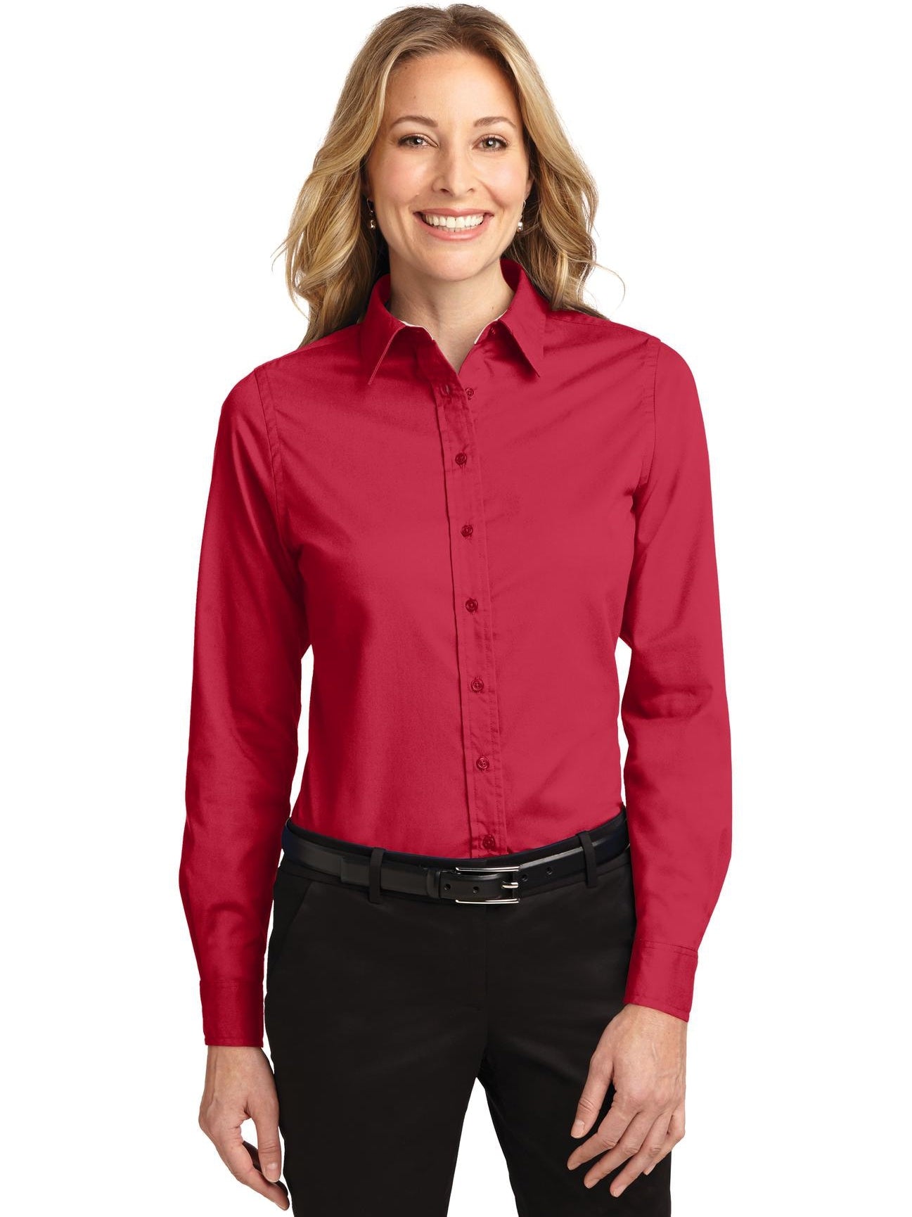 no-logo Port Authority Ladies Easy Care-Regular-Port Authority-Red/Light Stone-XS-Thread Logic