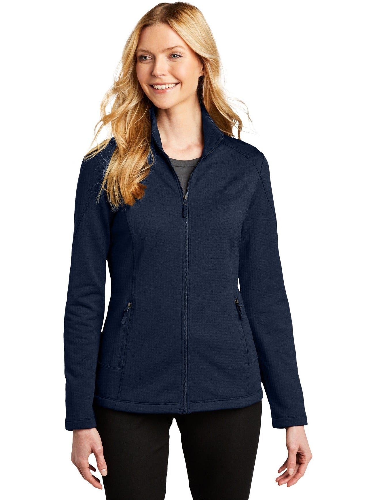 no-logo Port Authority Ladies Grid Fleece Jacket-Regular-Port Authority-Thread Logic