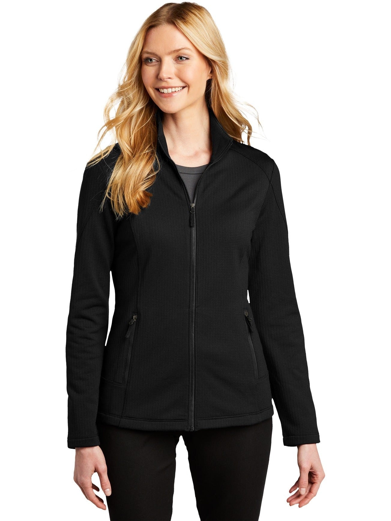 no-logo Port Authority Ladies Grid Fleece Jacket-Regular-Port Authority-Thread Logic