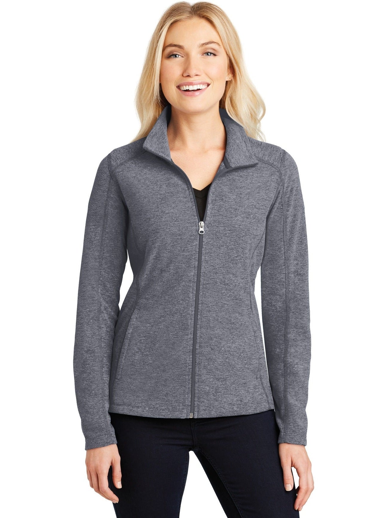 Port Authority Ladies Heather Microfleece Full-Zip Jacket-Regular-Port Authority-Thread Logic