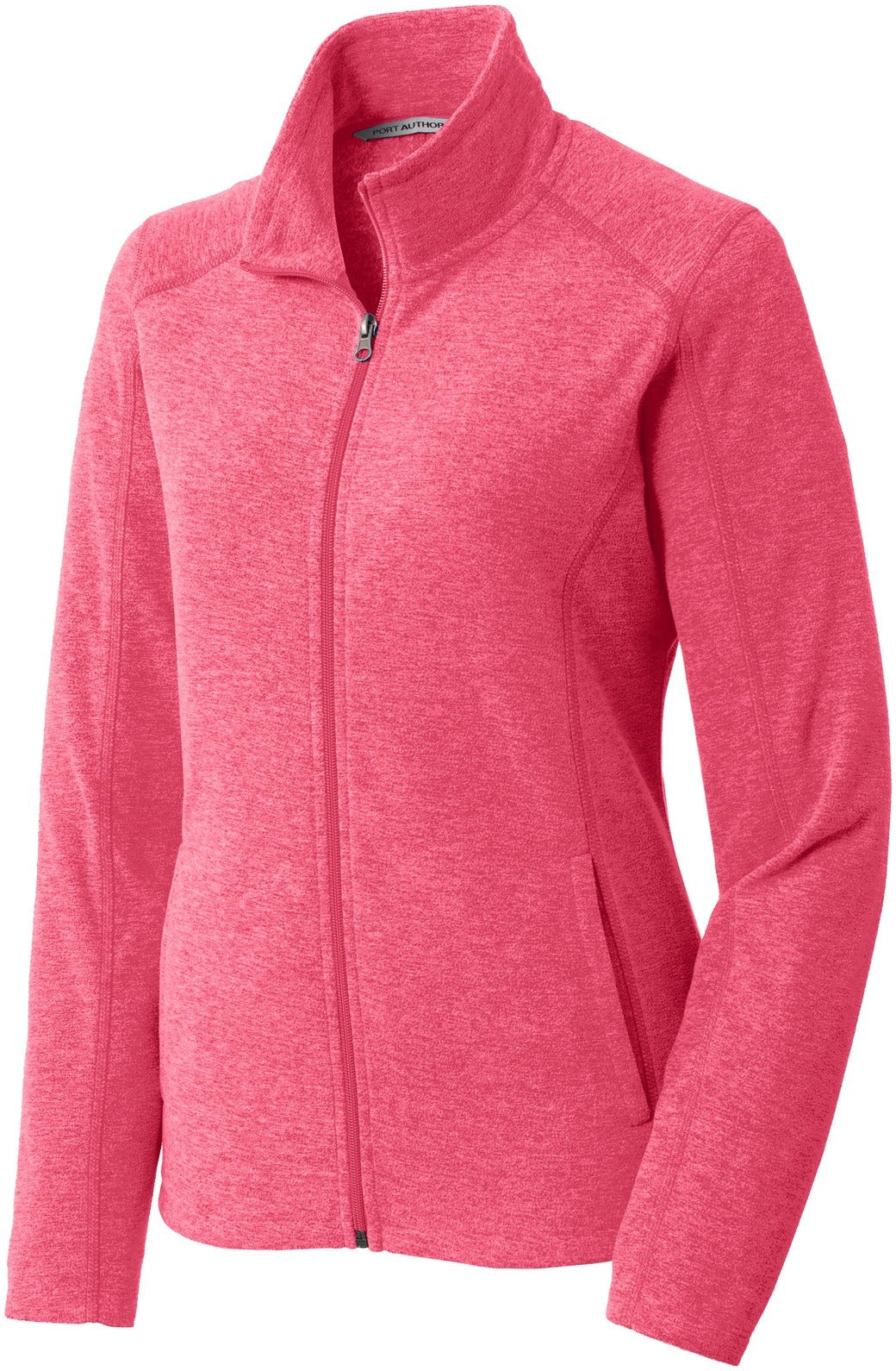 no-logo Port Authority Ladies Heather Microfleece Full-Zip Jacket-Regular-Port Authority-Pink Raspberry Heather-XS-Thread Logic