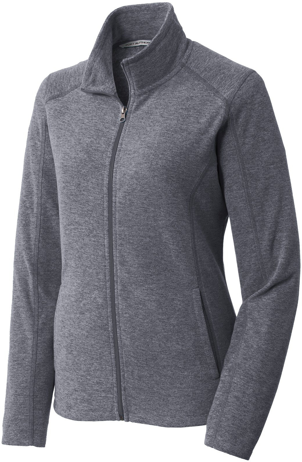 no-logo Port Authority Ladies Heather Microfleece Full-Zip Jacket-Regular-Port Authority-True Navy Heather-XS-Thread Logic