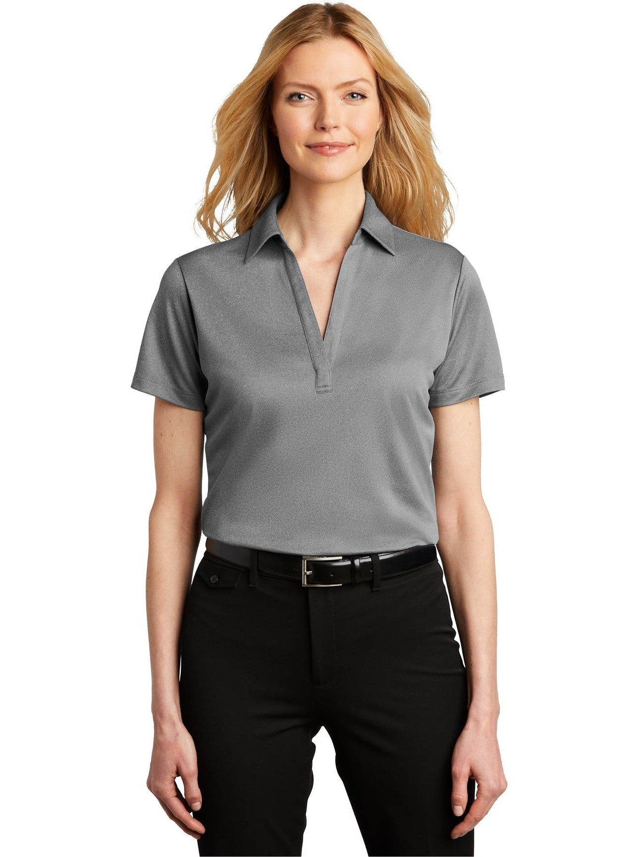 no-logo Port Authority Ladies Heathered Silk Touch Performance Polo-Regular-Port Authority-Thread Logic