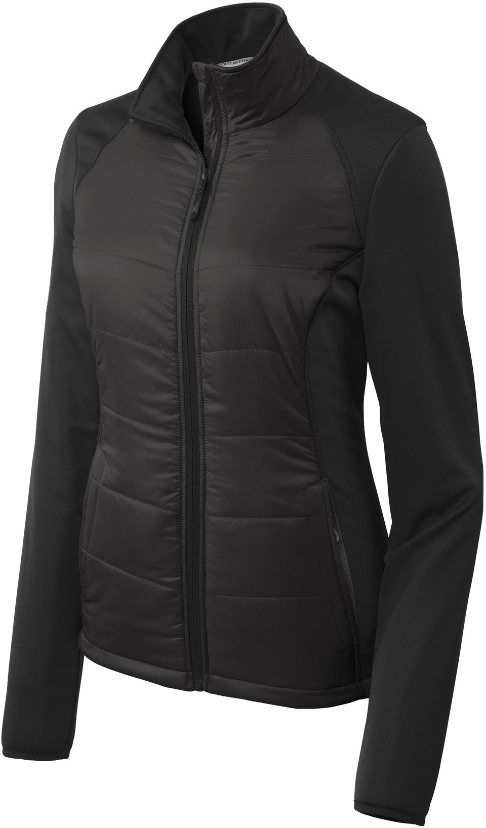 Port Authority Ladies Hybrid Soft Shell Jacket-Regular-Port Authority-Deep Black-XS-Thread Logic
