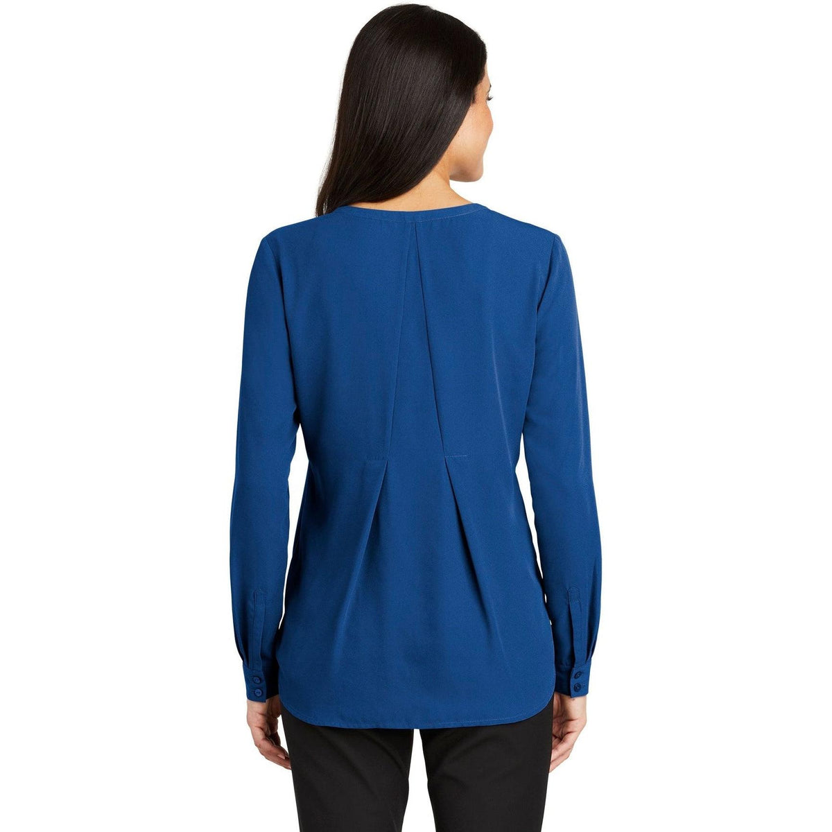 no-logo Port Authority Ladies Long Sleeve Button-Front Blouse-Regular-Port Authority-Thread Logic