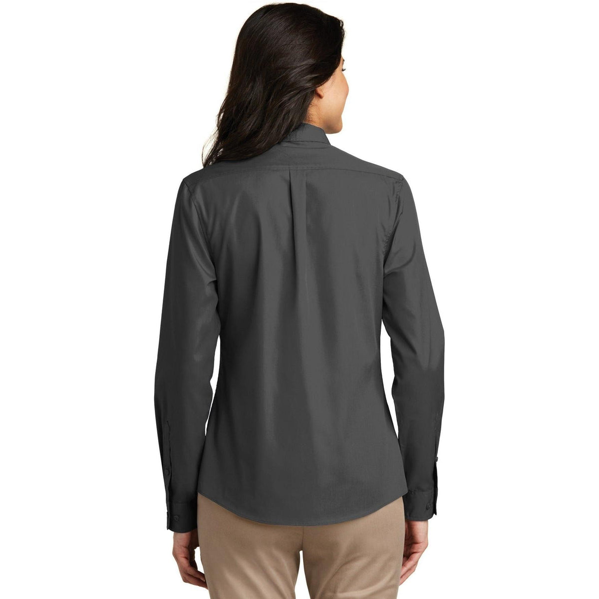 no-logo Port Authority Women's Long Sleeve Carefree Poplin Shirt-Dress Shirts-Port Authority-Thread Logic