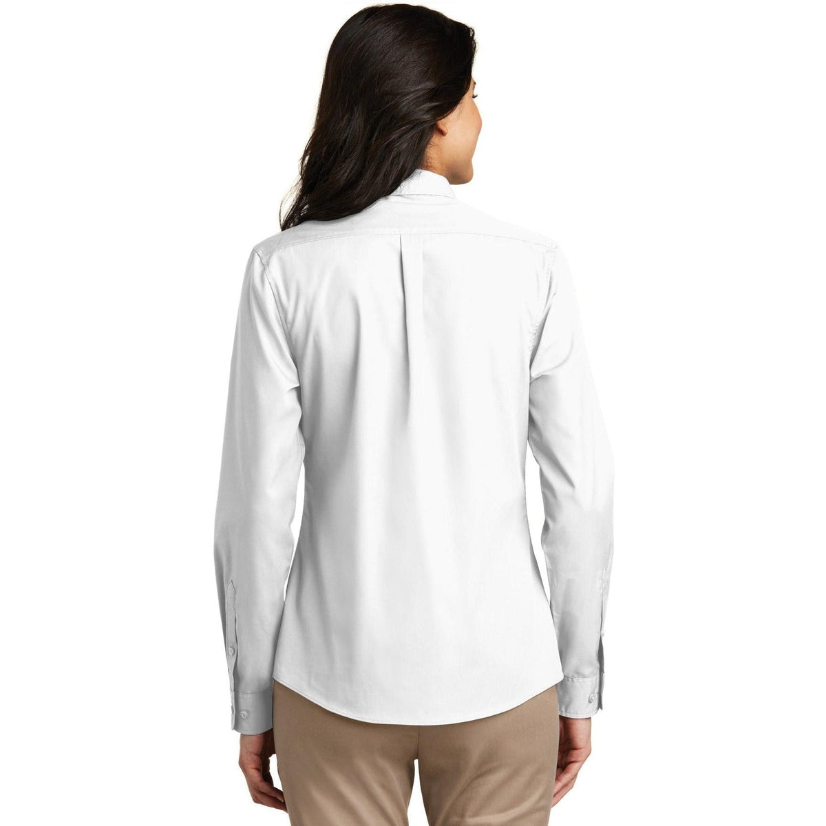 no-logo Port Authority Women's Long Sleeve Carefree Poplin Shirt-Dress Shirts-Port Authority-Thread Logic