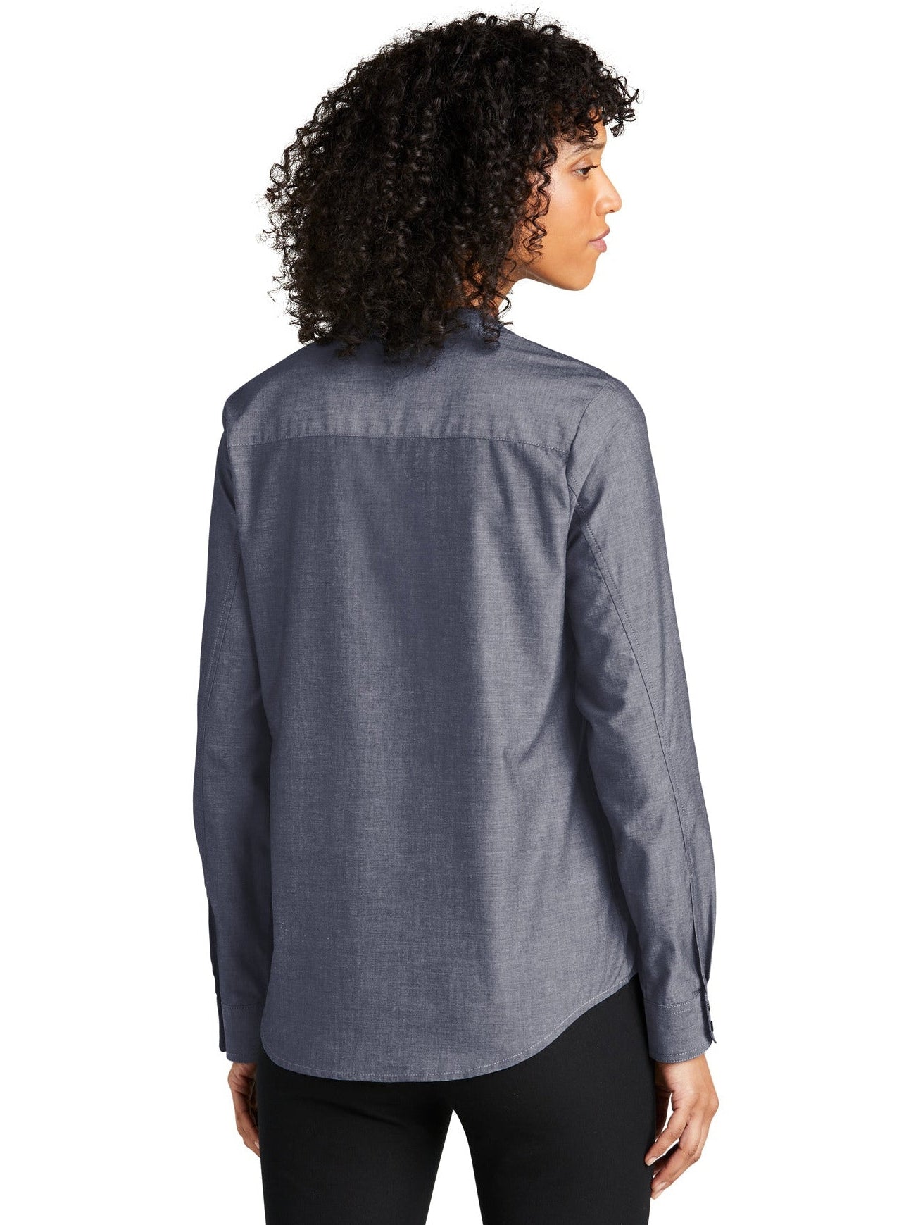 no-logo Port Authority Ladies Long Sleeve Chambray Easy Care Shirt-Regular-Port & Company-Thread Logic