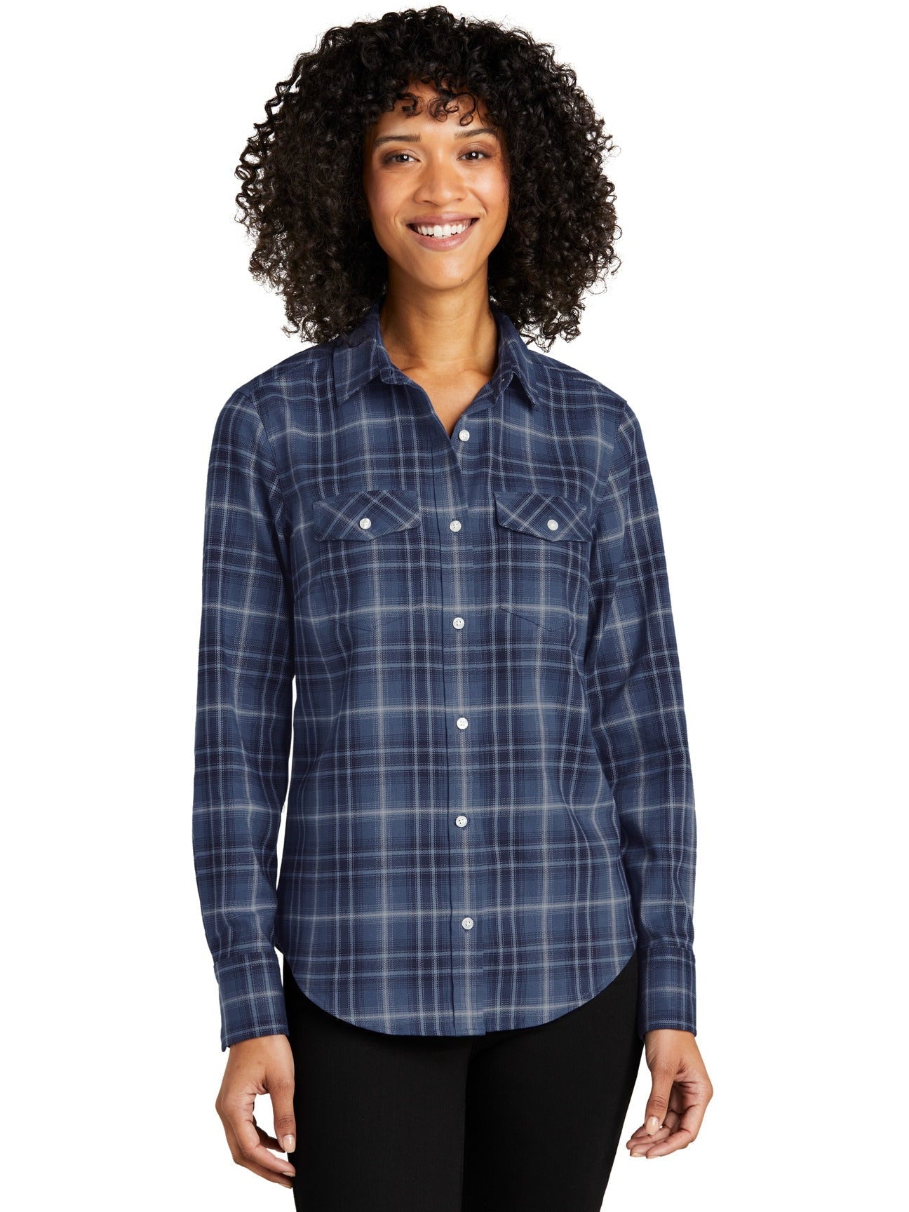 no-logo Port Authority Ladies Long Sleeve Ombre Plaid Shirt-Regular-Port Authority-Thread Logic