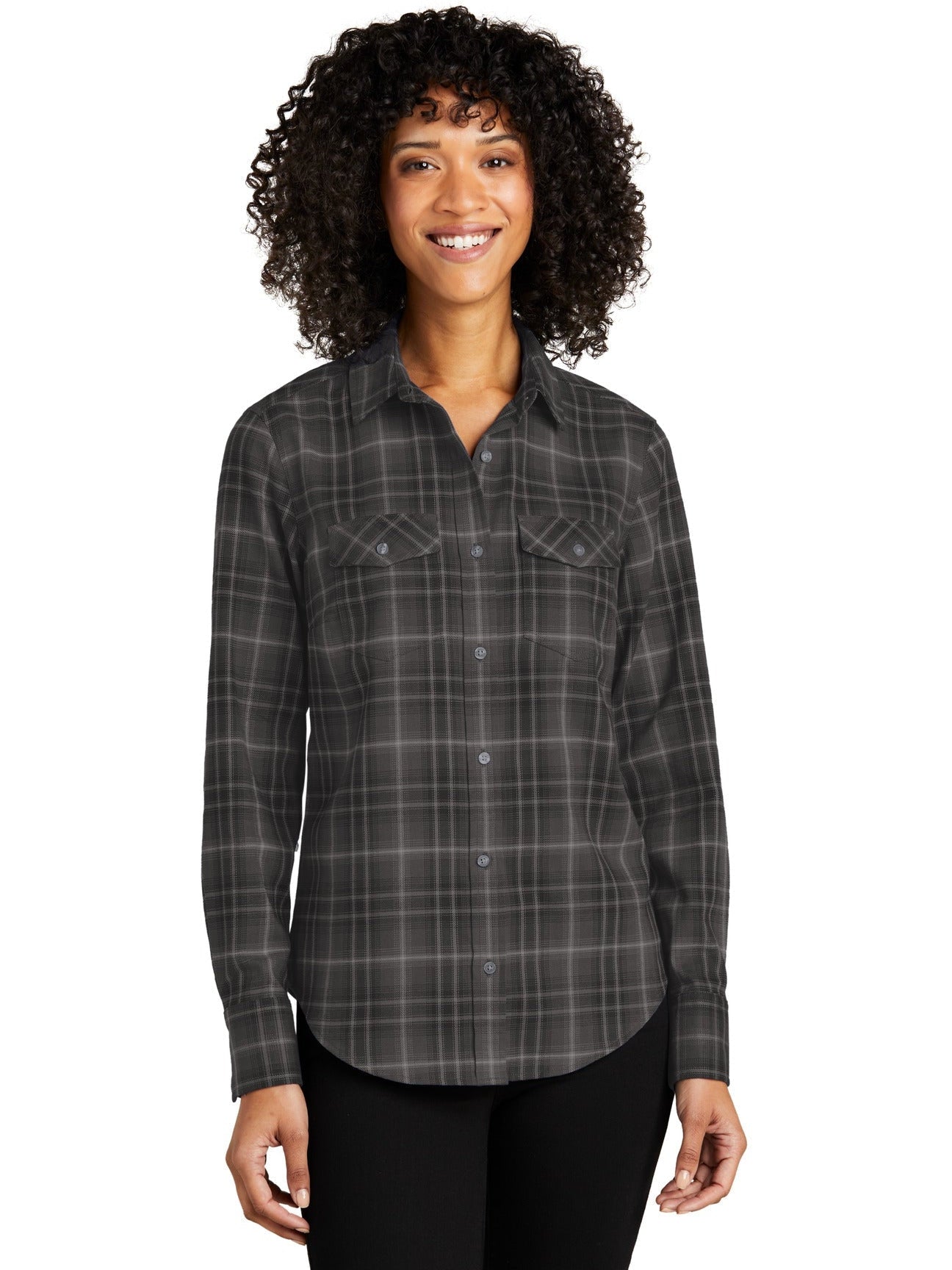 no-logo Port Authority Ladies Long Sleeve Ombre Plaid Shirt-Regular-Port Authority-Thread Logic