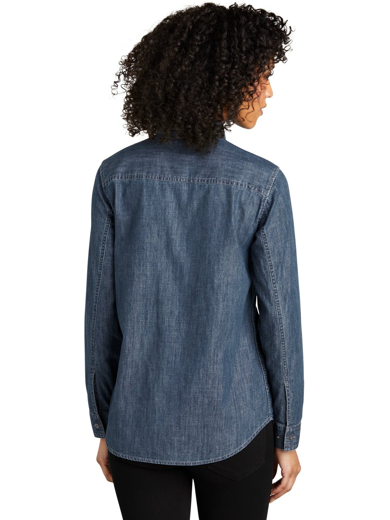 no-logo Port Authority Ladies Long Sleeve Perfect Denim Shirt-Regular-Port & Company-Thread Logic