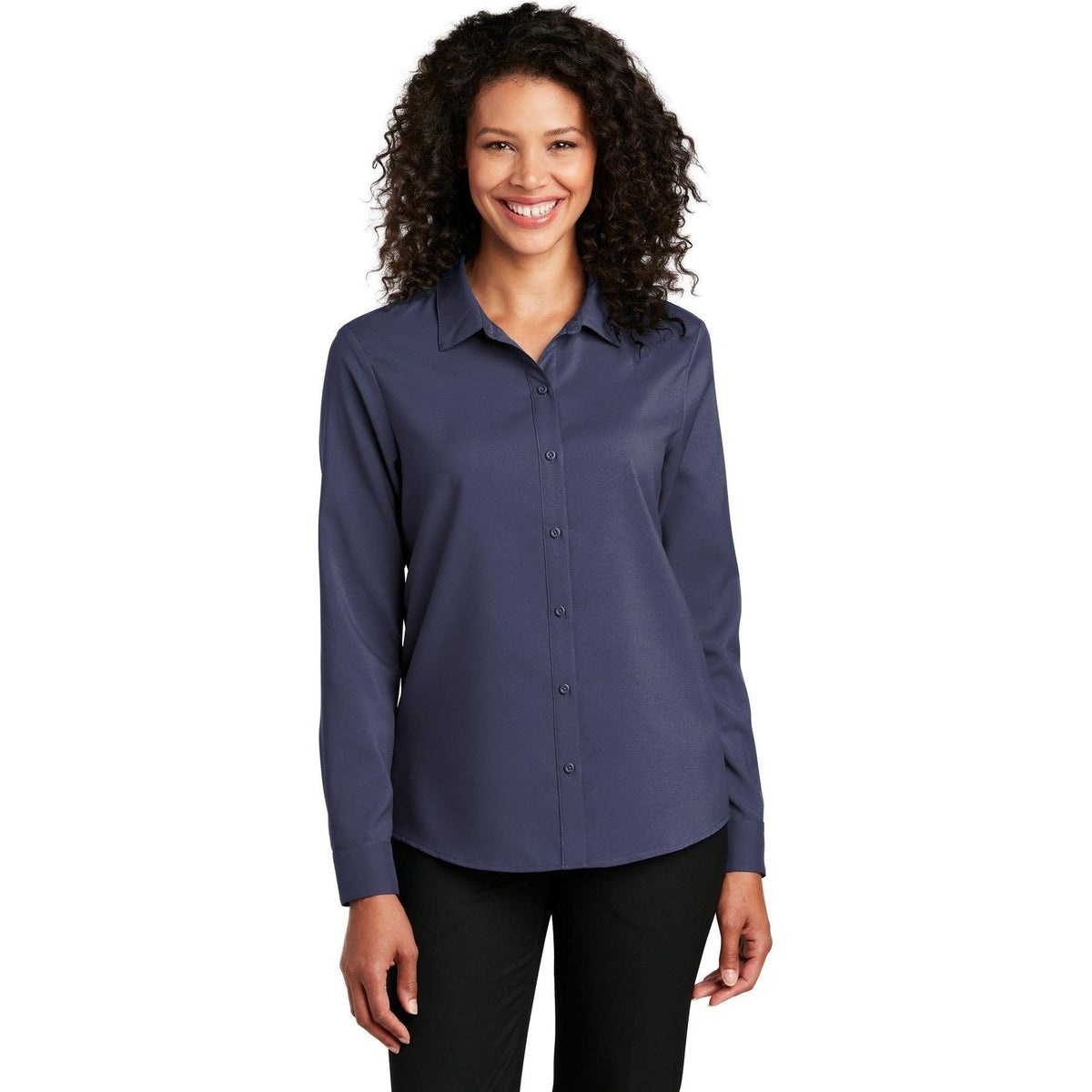 no-logo Port Authority Women's Long Sleeve Performance Staff Shirt-Dress Shirts-Port Authority-Thread Logic