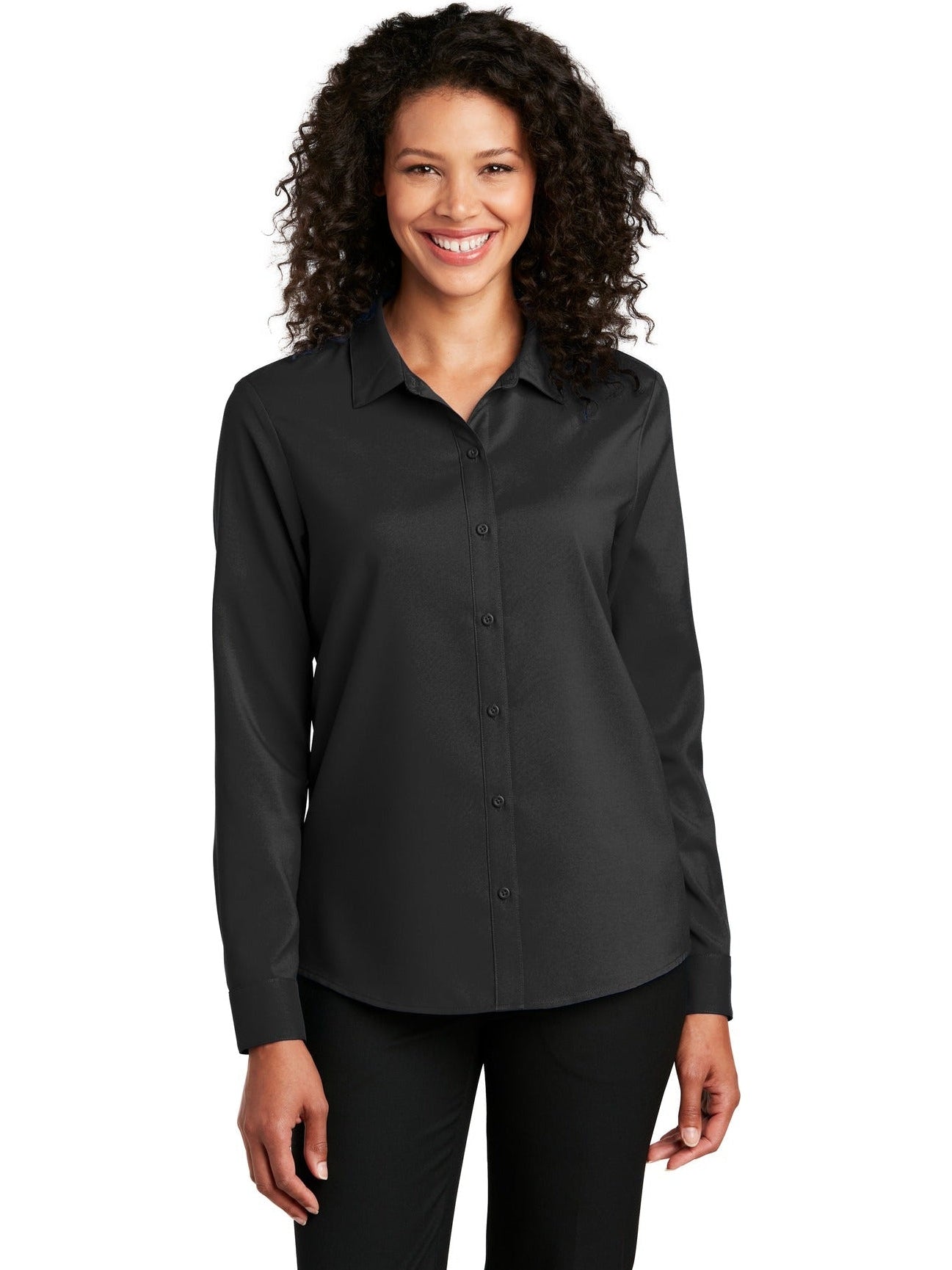 no-logo Port Authority Ladies Long Sleeve Performance Staff Shirt-Regular-Port Authority-Thread Logic