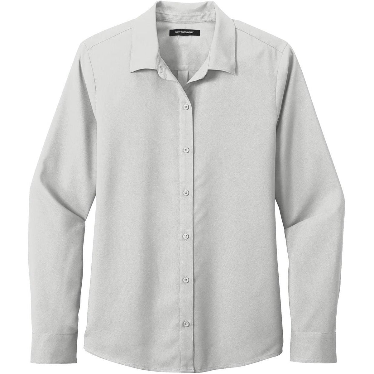 no-logo Port Authority Women's Long Sleeve Performance Staff Shirt-Dress Shirts-Port Authority-Silver-XS-Thread Logic