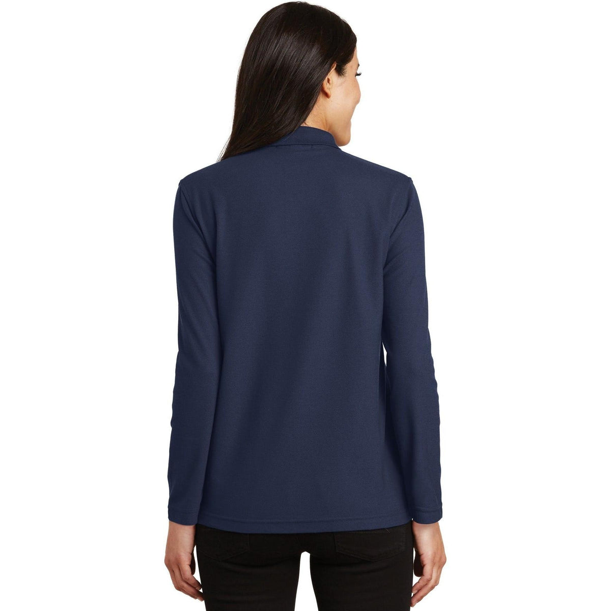 no-logo Port Authority Women's Long Sleeve Silk Touch Polo Shirt-Polos-Port Authority-Thread Logic