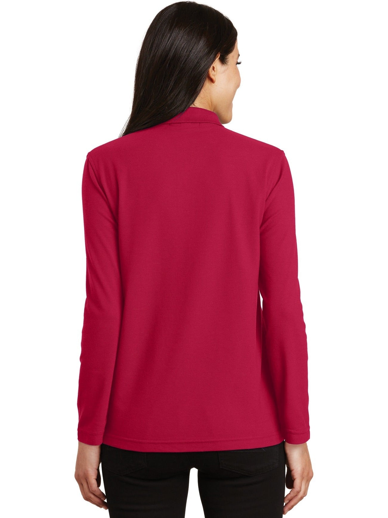 no-logo Port Authority Ladies Long Sleeve Silk Touch Polo Shirt-Regular-Port Authority-Thread Logic