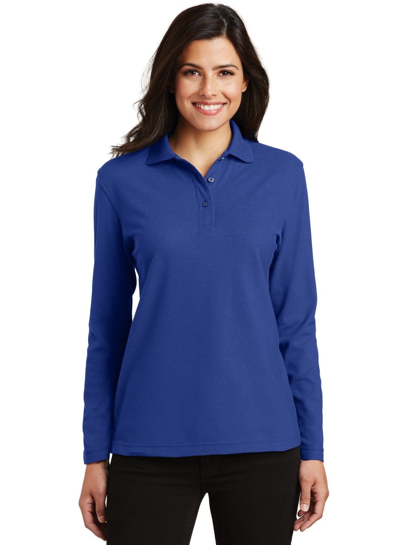 no-logo Port Authority Ladies Long Sleeve Silk Touch Polo Shirt-Regular-Port Authority-Thread Logic