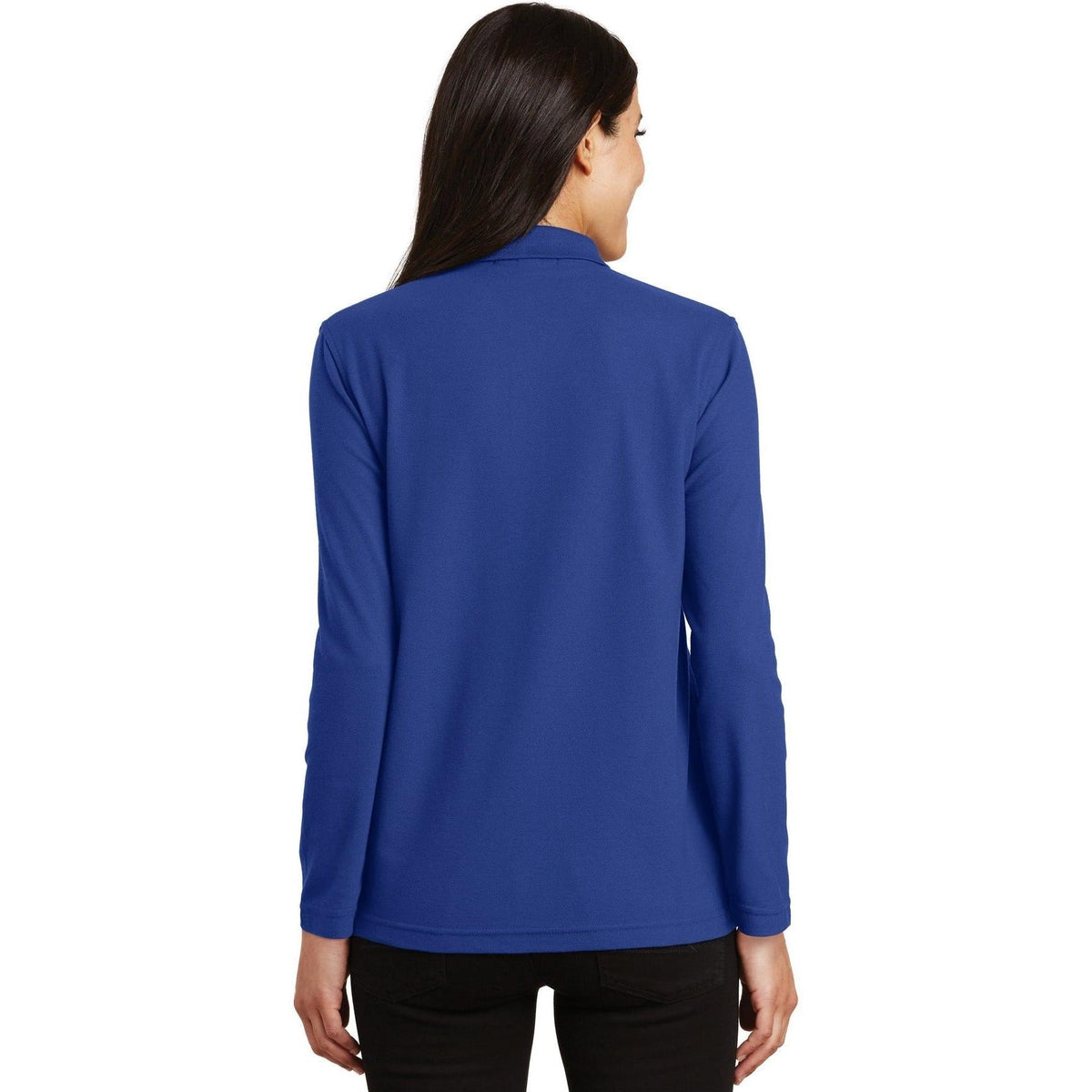 no-logo Port Authority Women's Long Sleeve Silk Touch Polo Shirt-Polos-Port Authority-Thread Logic