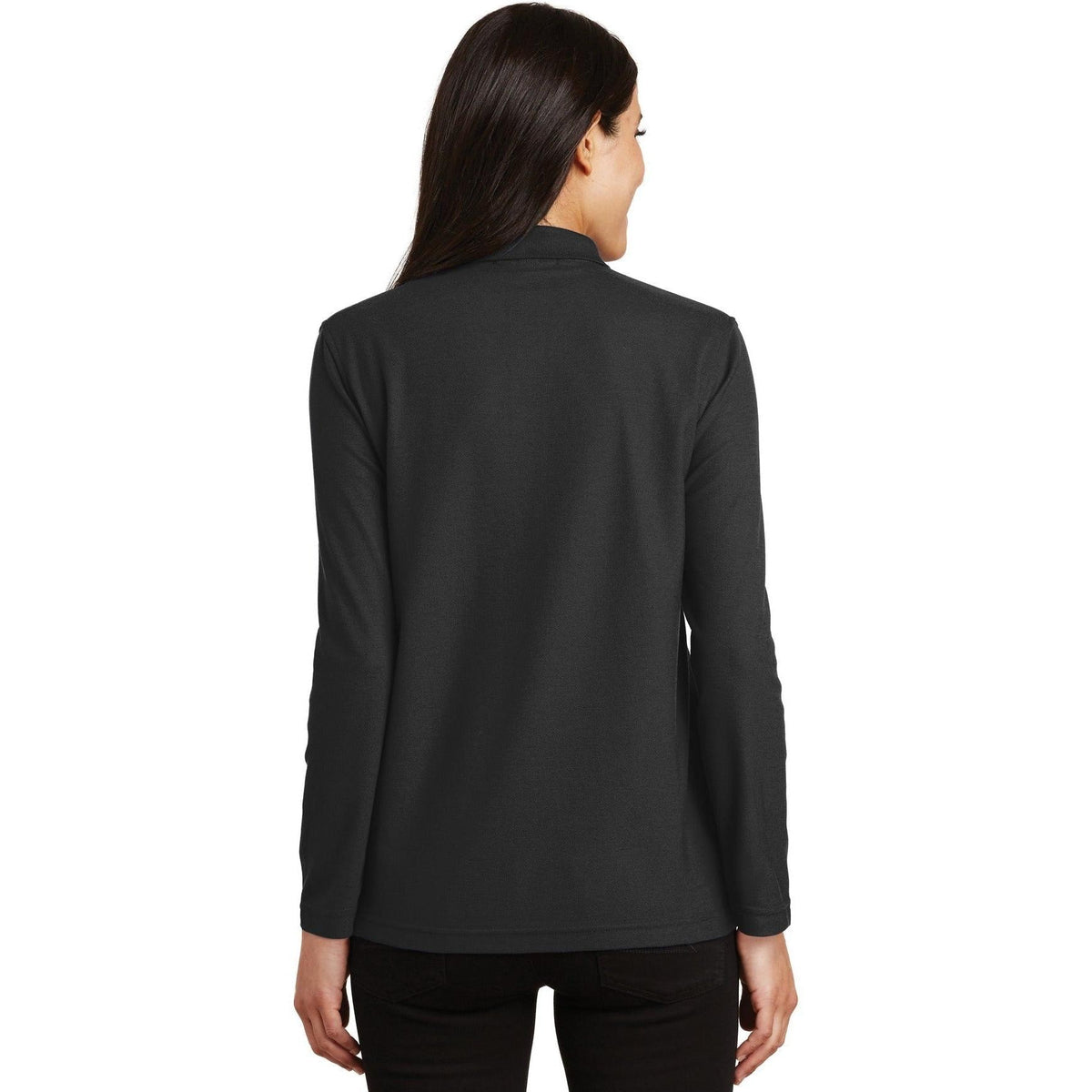 no-logo Port Authority Women's Long Sleeve Silk Touch Polo Shirt-Polos-Port Authority-Thread Logic