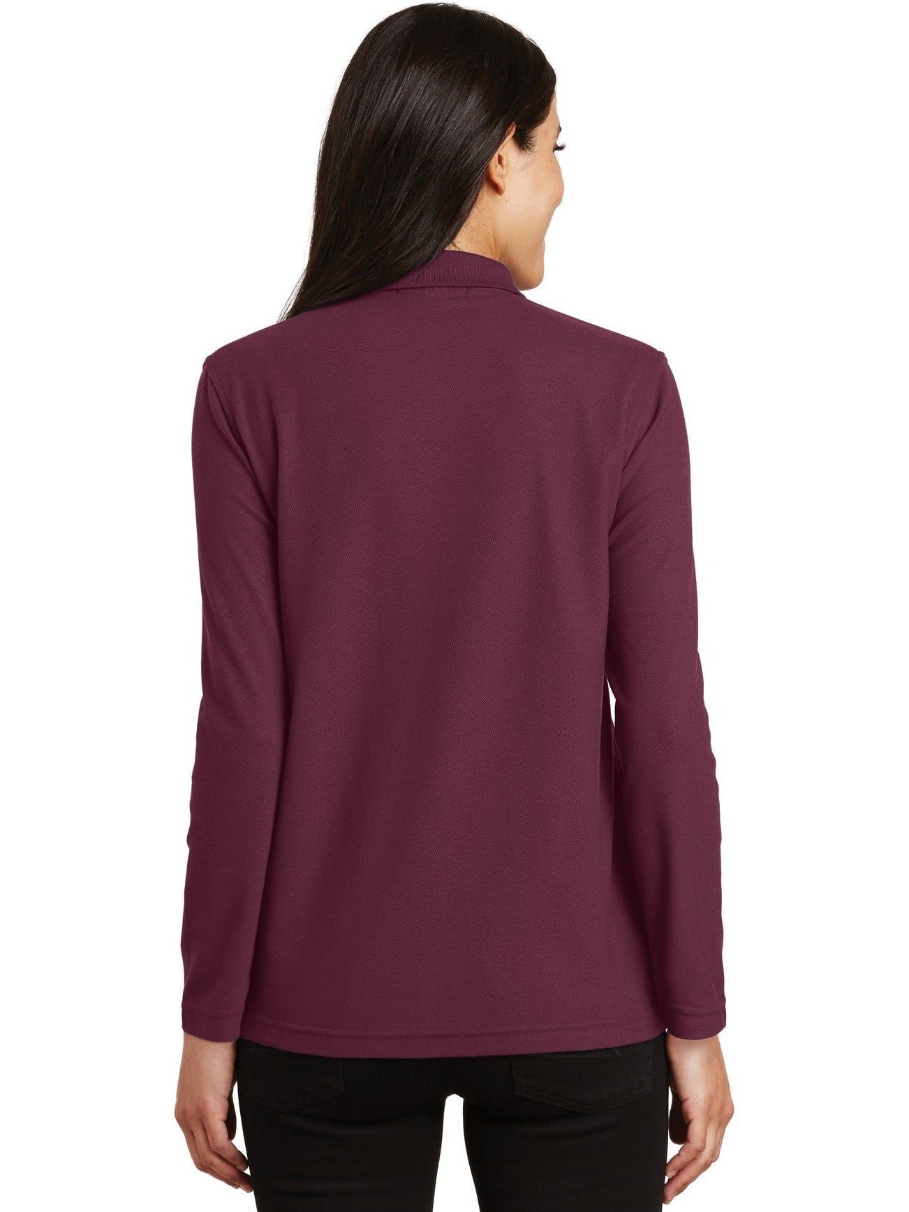 no-logo Port Authority Ladies Long Sleeve Silk Touch Polo Shirt-Regular-Port Authority-Thread Logic