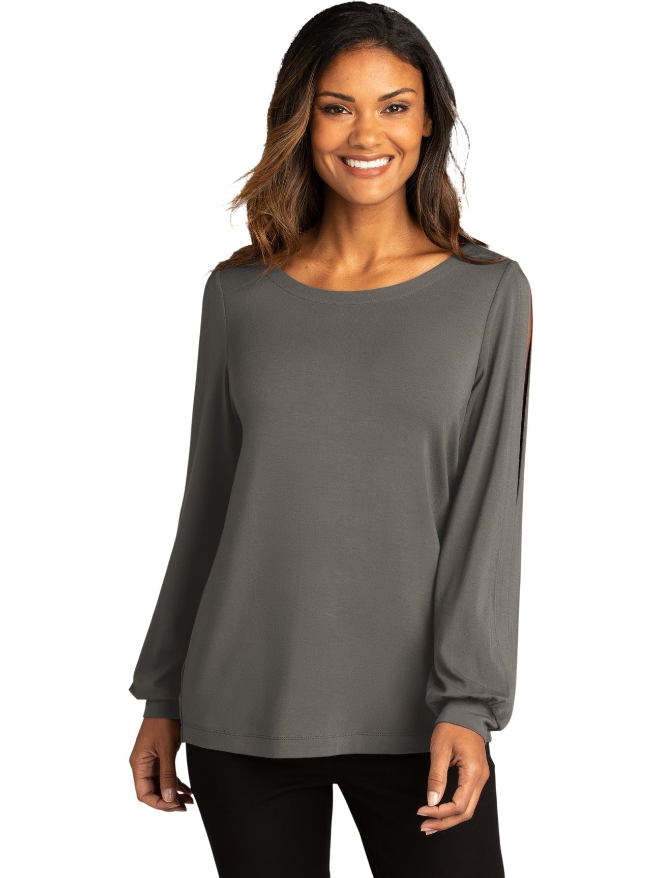 no-logo Port Authority Ladies Luxe Knit Jewel Neck Top-Regular-Port Authority-Thread Logic