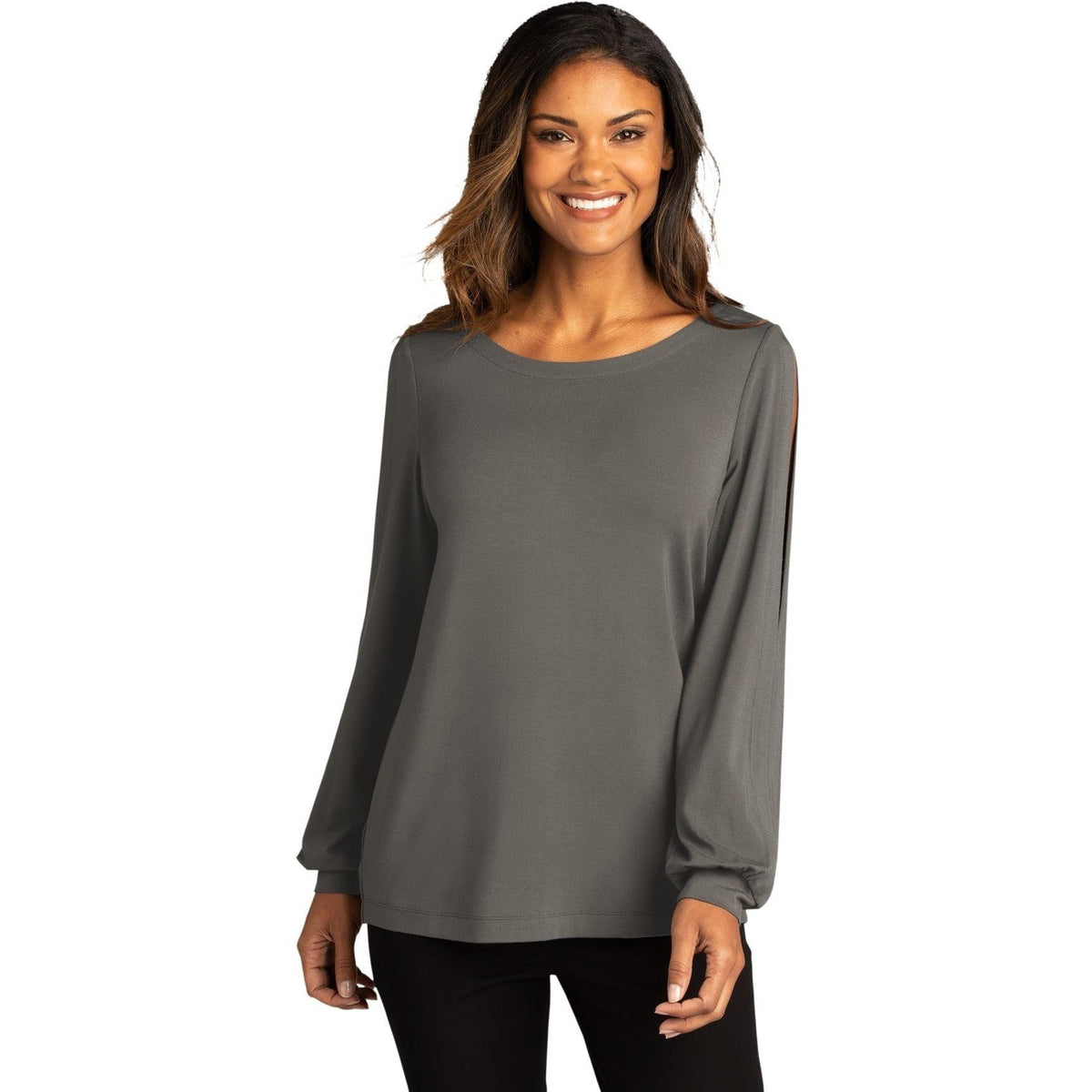 no-logo Port Authority Ladies Luxe Knit Jewel Neck Top-Regular-Port Authority-Thread Logic