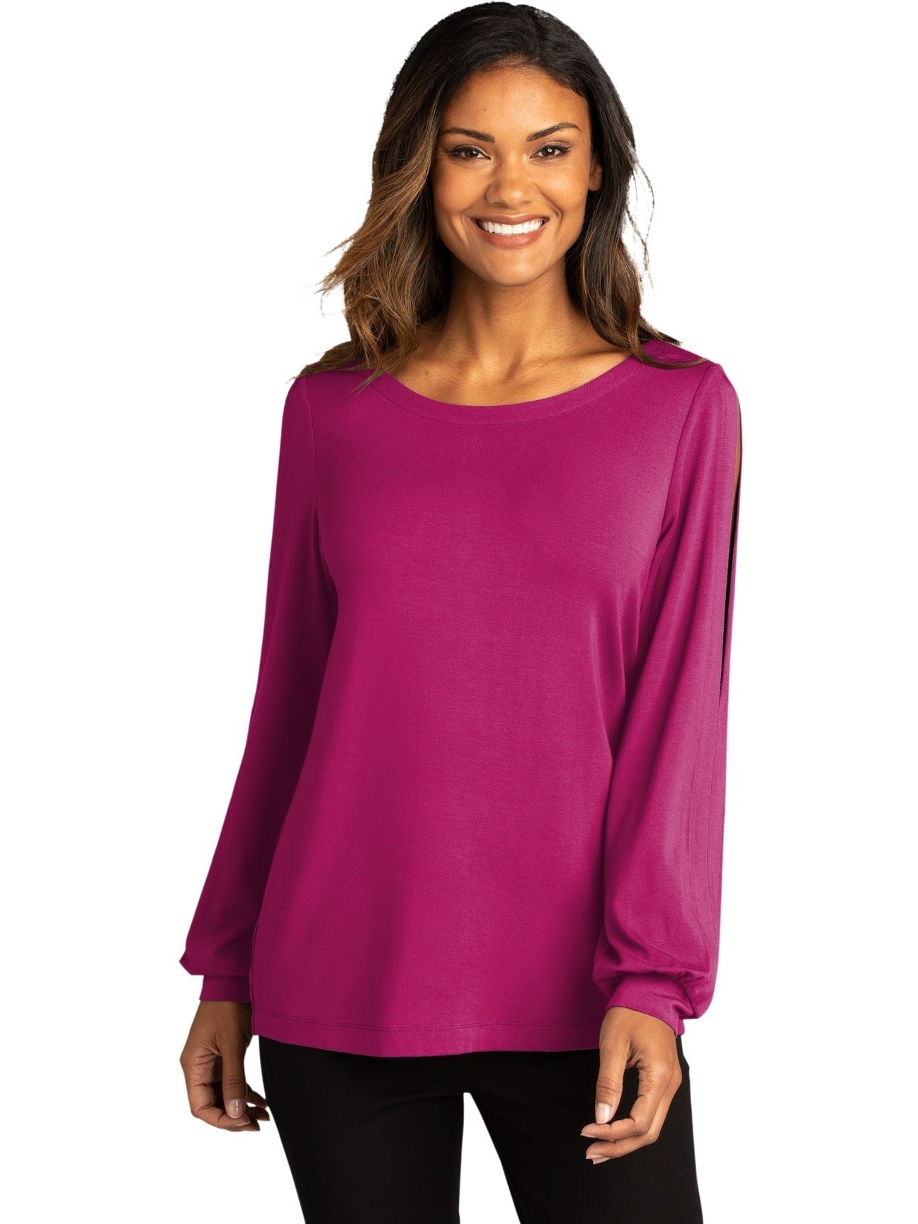 no-logo Port Authority Ladies Luxe Knit Jewel Neck Top-Regular-Port Authority-Thread Logic