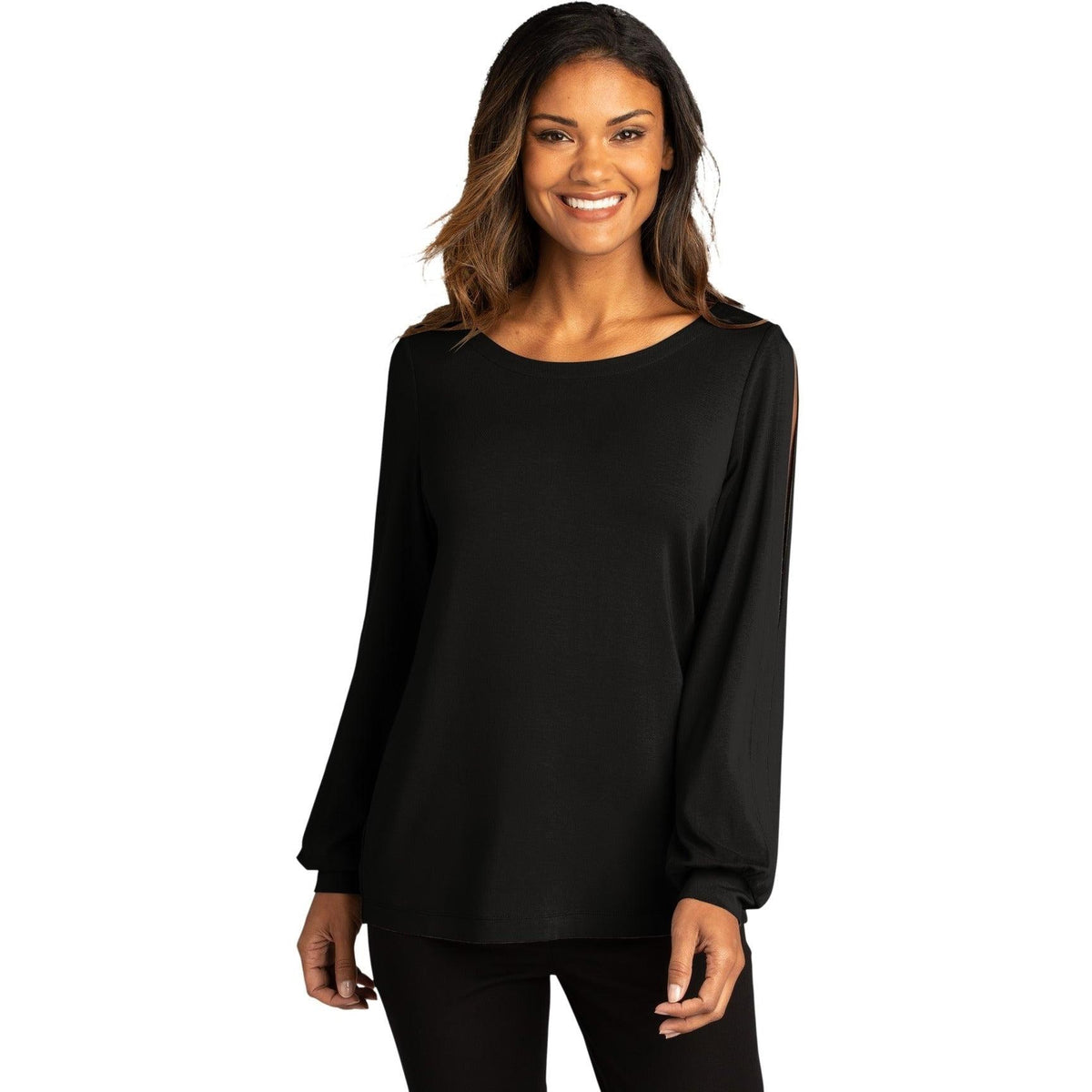 no-logo Port Authority Ladies Luxe Knit Jewel Neck Top-Regular-Port Authority-Thread Logic