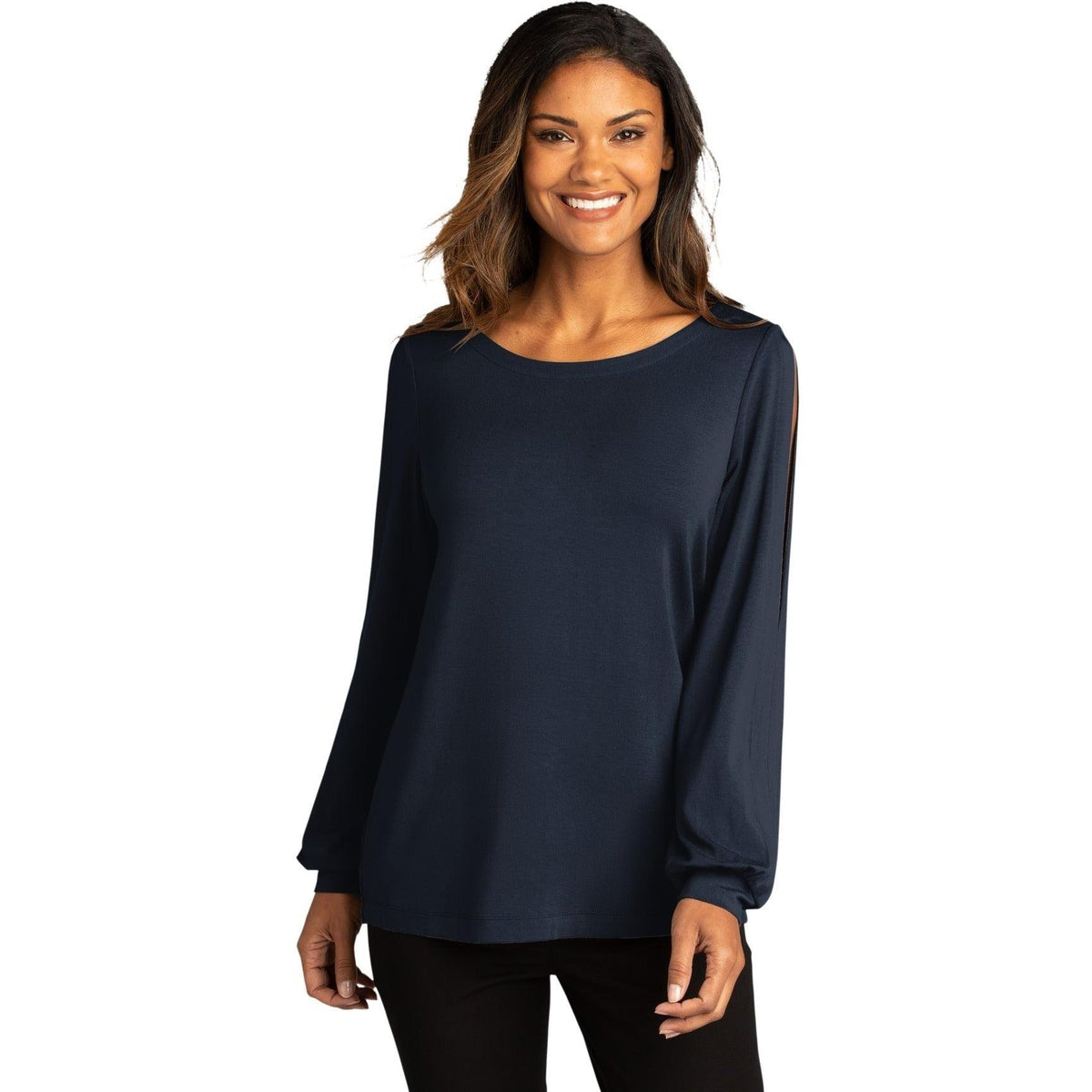 no-logo Port Authority Ladies Luxe Knit Jewel Neck Top-Regular-Port Authority-Thread Logic