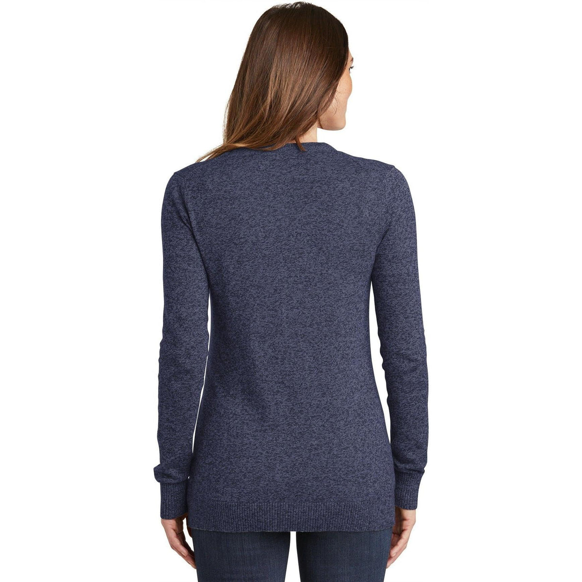 no-logo Port Authority Women's Marled Cardigan Sweater-Sweaters-Port Authority-Thread Logic