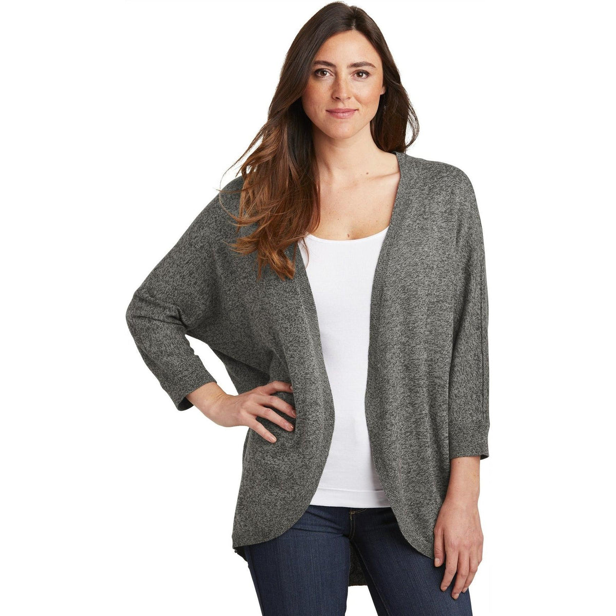 no-logo Port Authority Women's Marled Cocoon Sweater-Sweaters-Port Authority-Thread Logic