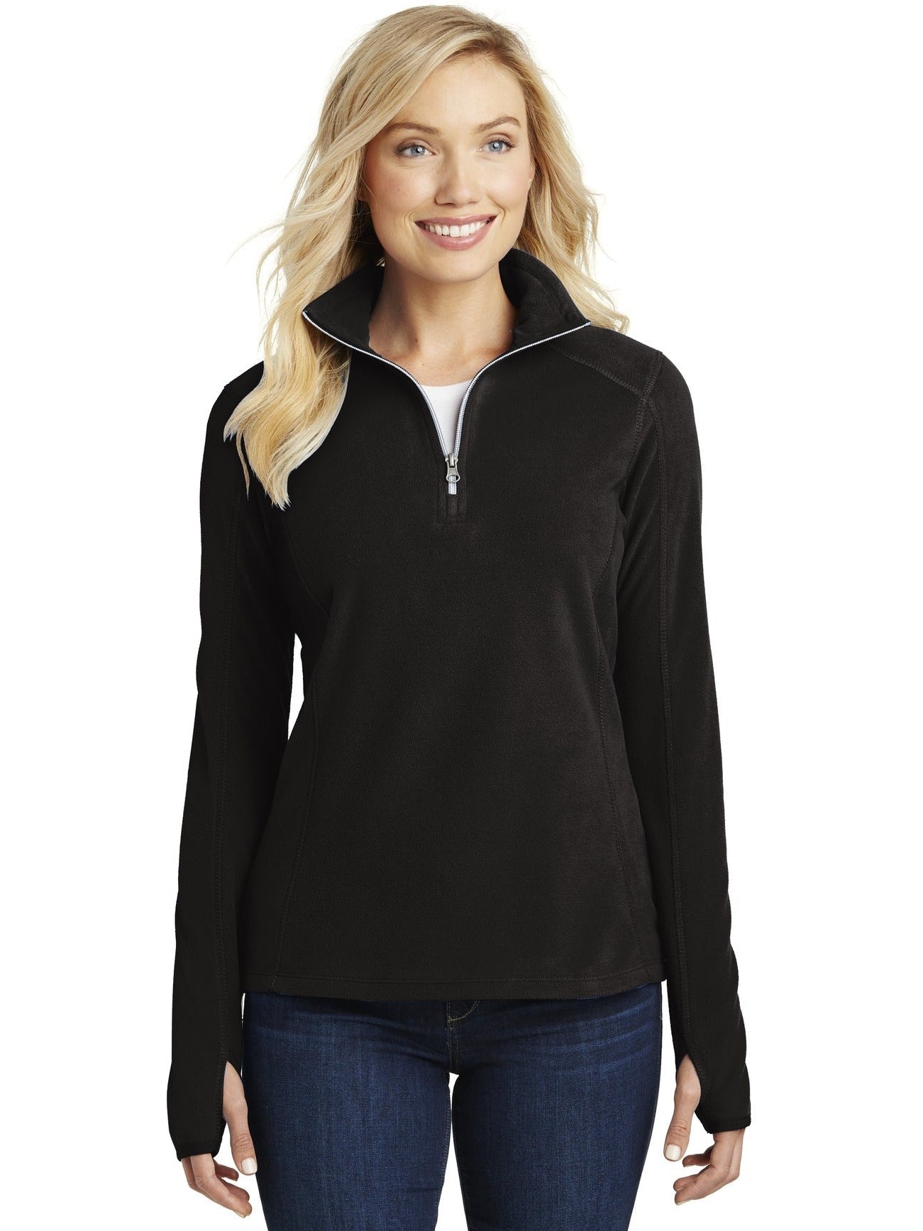 no-logo Port Authority Ladies Microfleece 1/2 Zip Pullover-Regular-Port Authority-Thread Logic