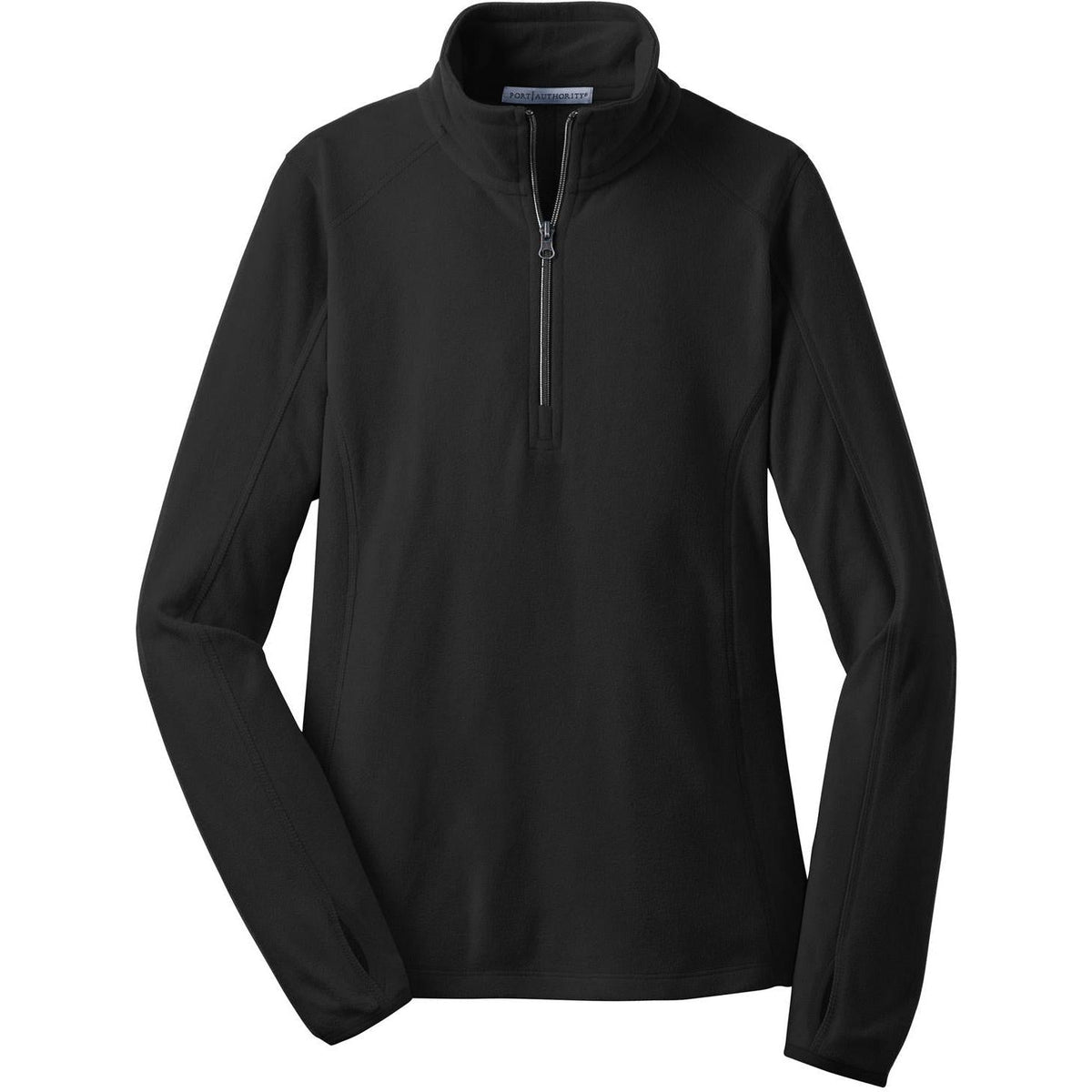 no-logo Port Authority Women's Microfleece 1/2 Zip Pullover-Quarter Zips-Port Authority-Black-XS-Thread Logic