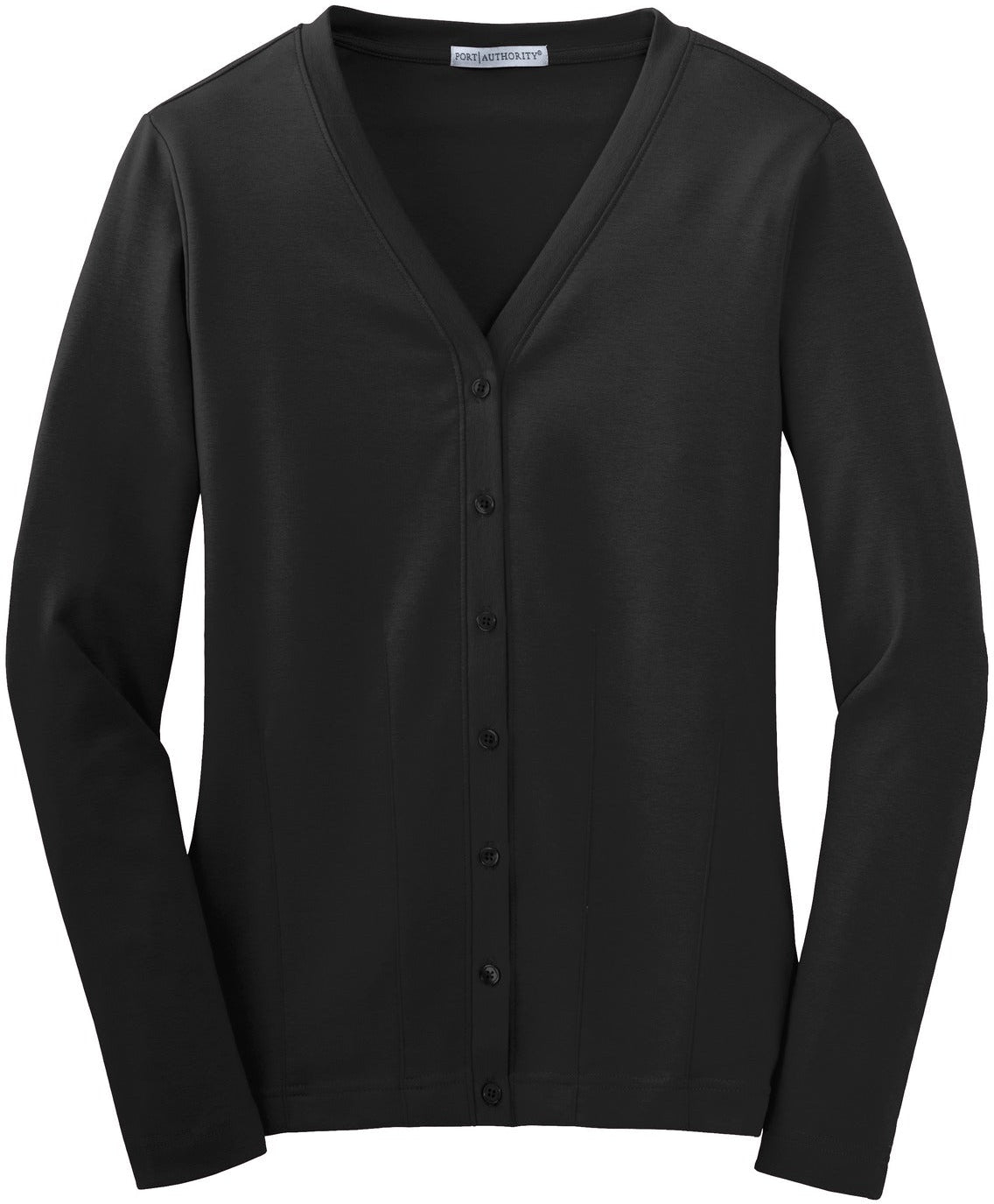 No-Logo CLOSEOUT - Port Authority Ladies Modern Stretch Cotton Cardigan-Sweaters-Port Authority-Black-XS-Thread Logic