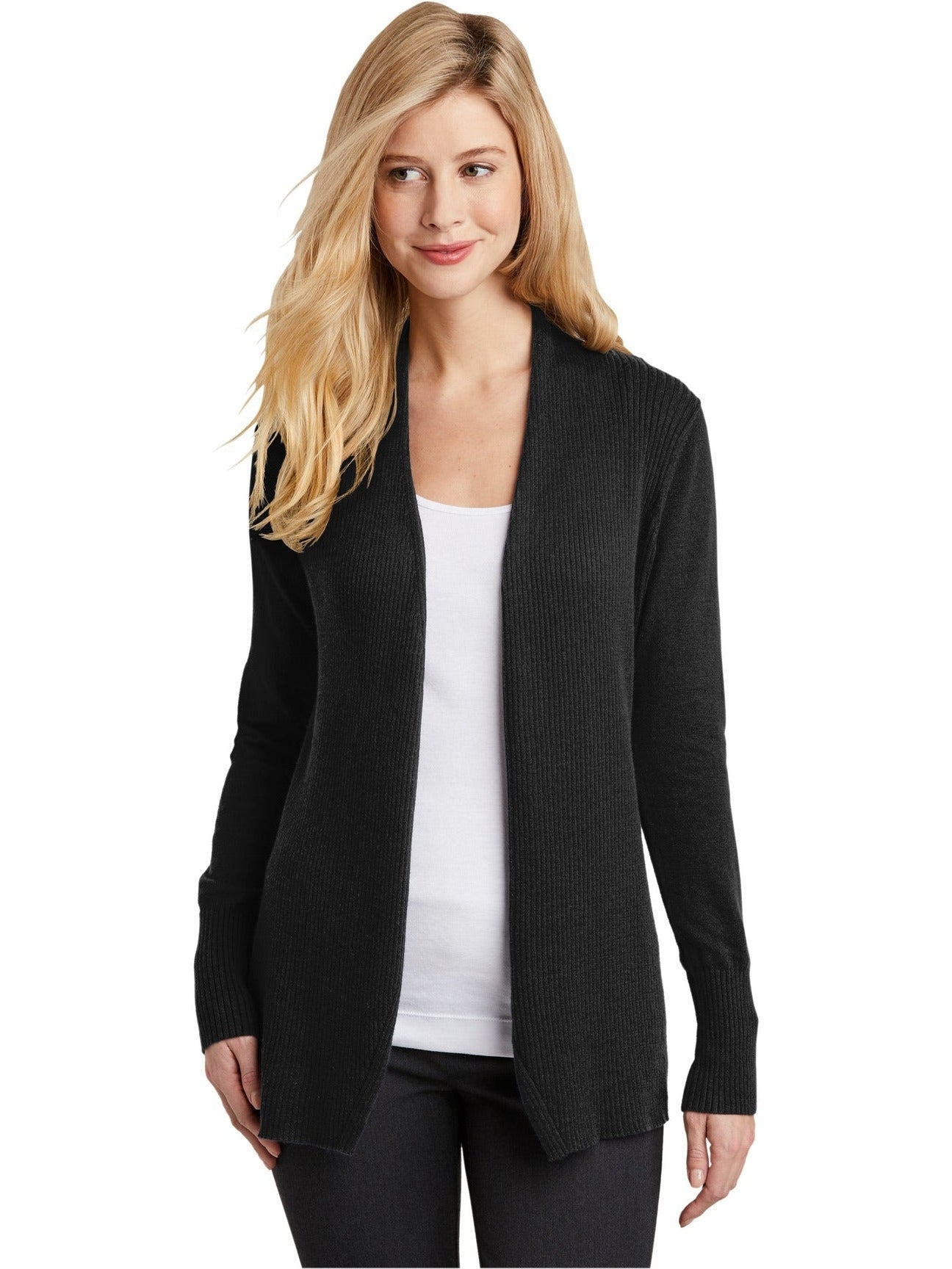 no-logo Port Authority Ladies Open Front Cardigan Sweater-Regular-Port Authority-Thread Logic