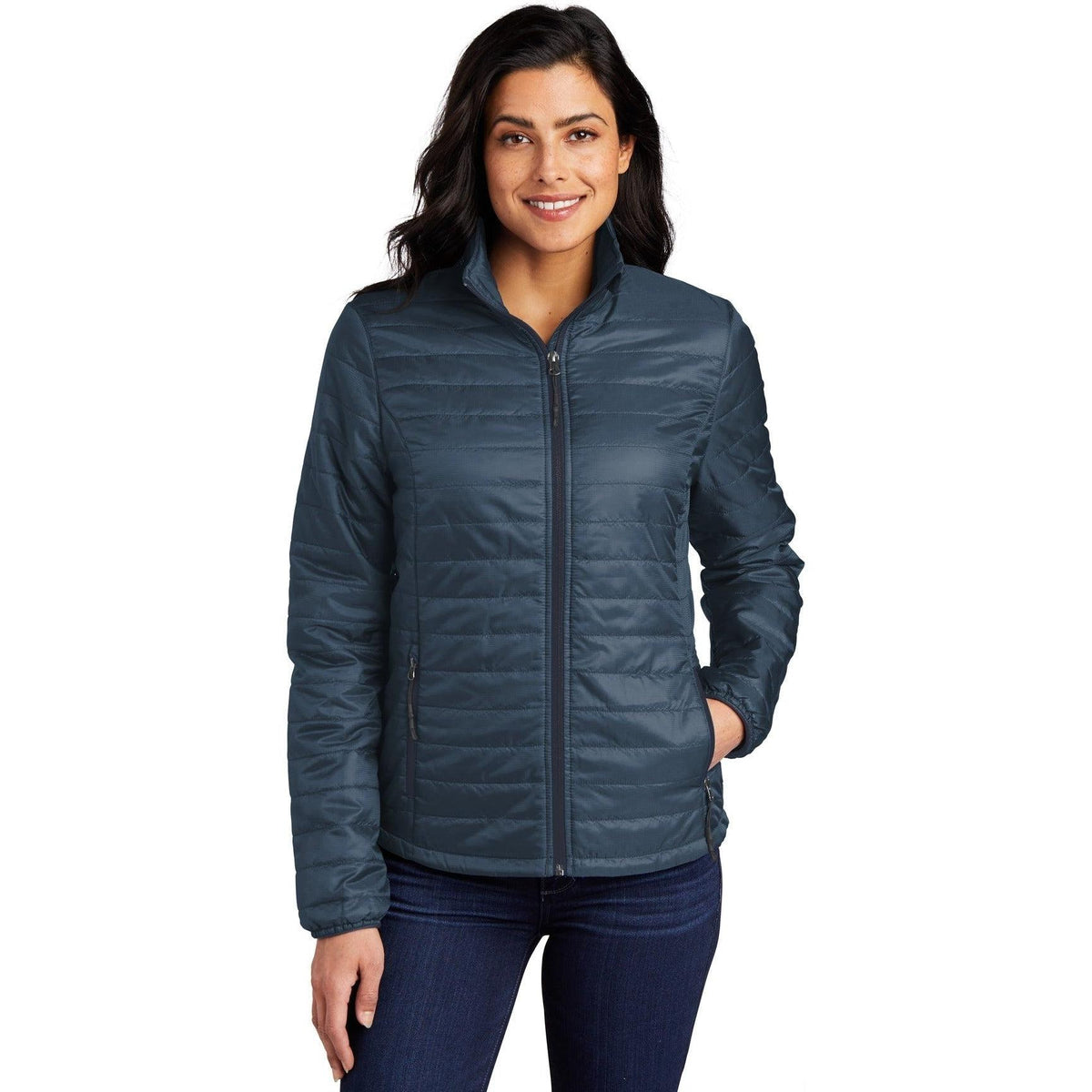 no-logo Port Authority Women's Packable Puffy Jacket-Regular-Port Authority-Regatta Blue/River Blue Navy-S-Thread Logic