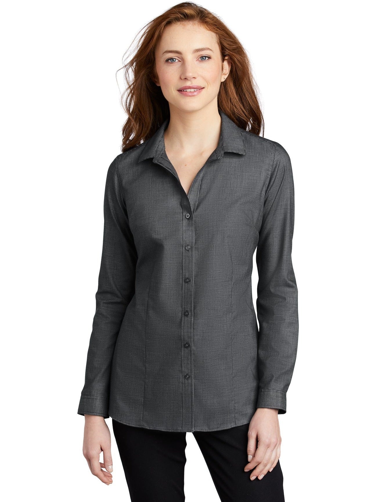 no-logo Port Authority Ladies Pincheck Easy Care Shirt-Active-Port Authority-Thread Logic