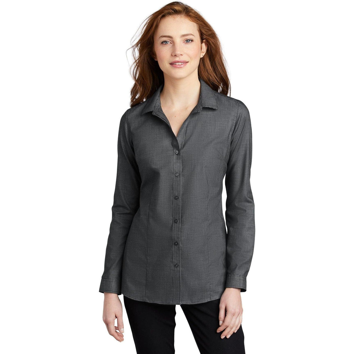 no-logo Port Authority Women's Pincheck Easy Care Shirt-Dress Shirts-Port Authority-Thread Logic