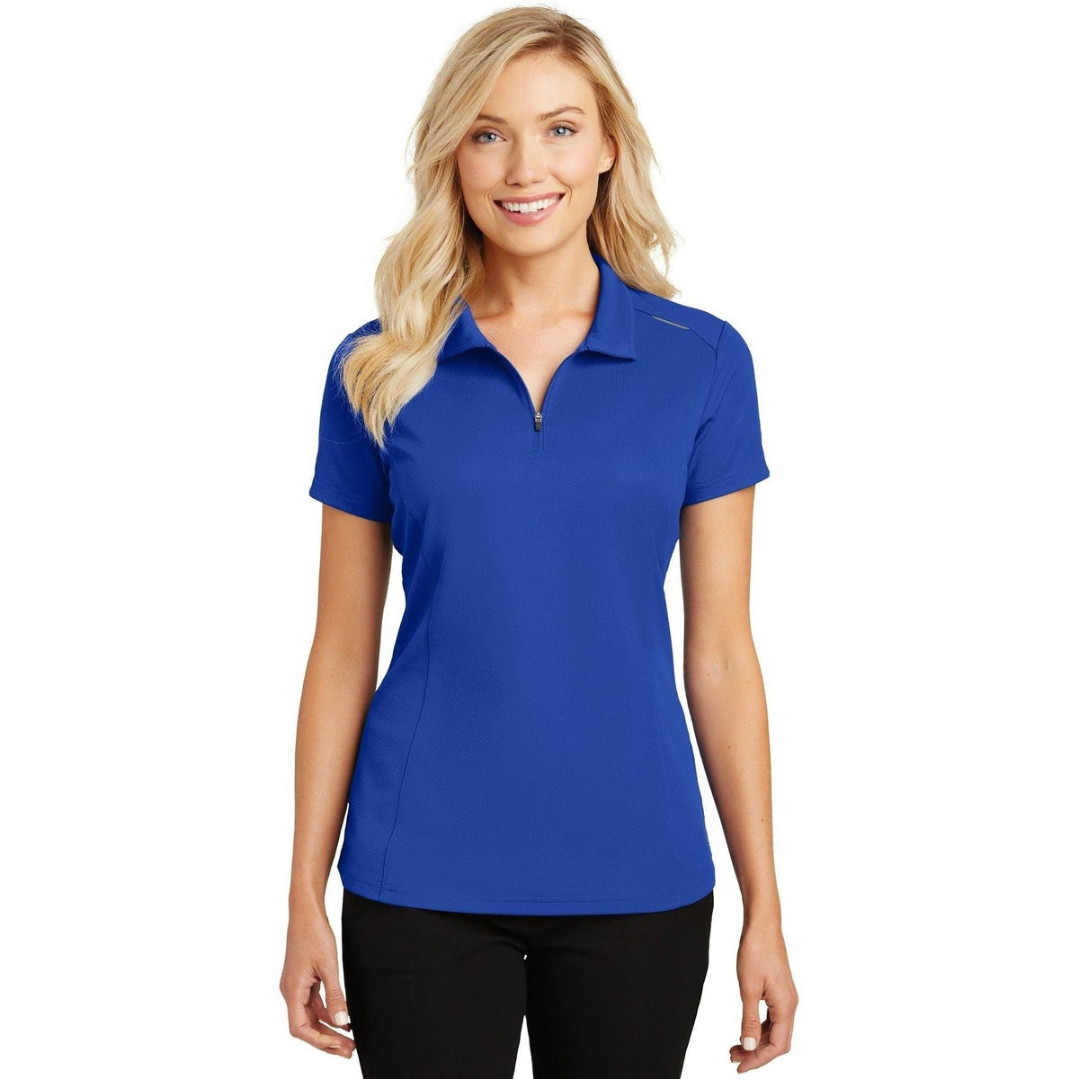 no-logo Port Authority Women's Pinpoint Mesh Zip Polo-Regular-Port Authority-Thread Logic