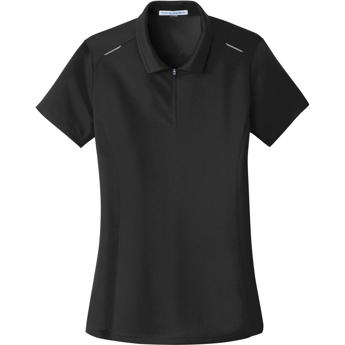 no-logo Port Authority Women's Pinpoint Mesh Zip Polo-Regular-Port Authority-Black-XS-Thread Logic