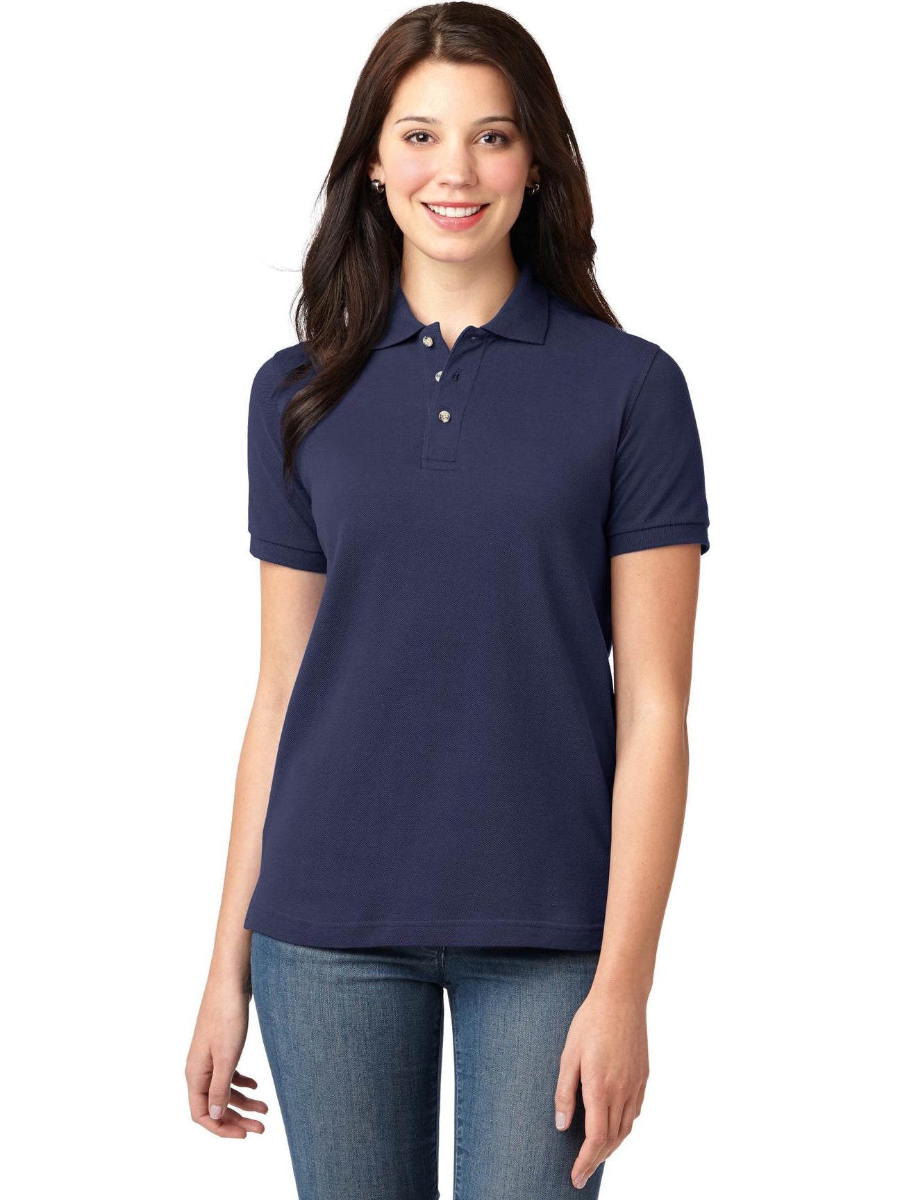no-logo Port Authority Ladies Pique Knit Polo-Regular-Port Authority-Thread Logic
