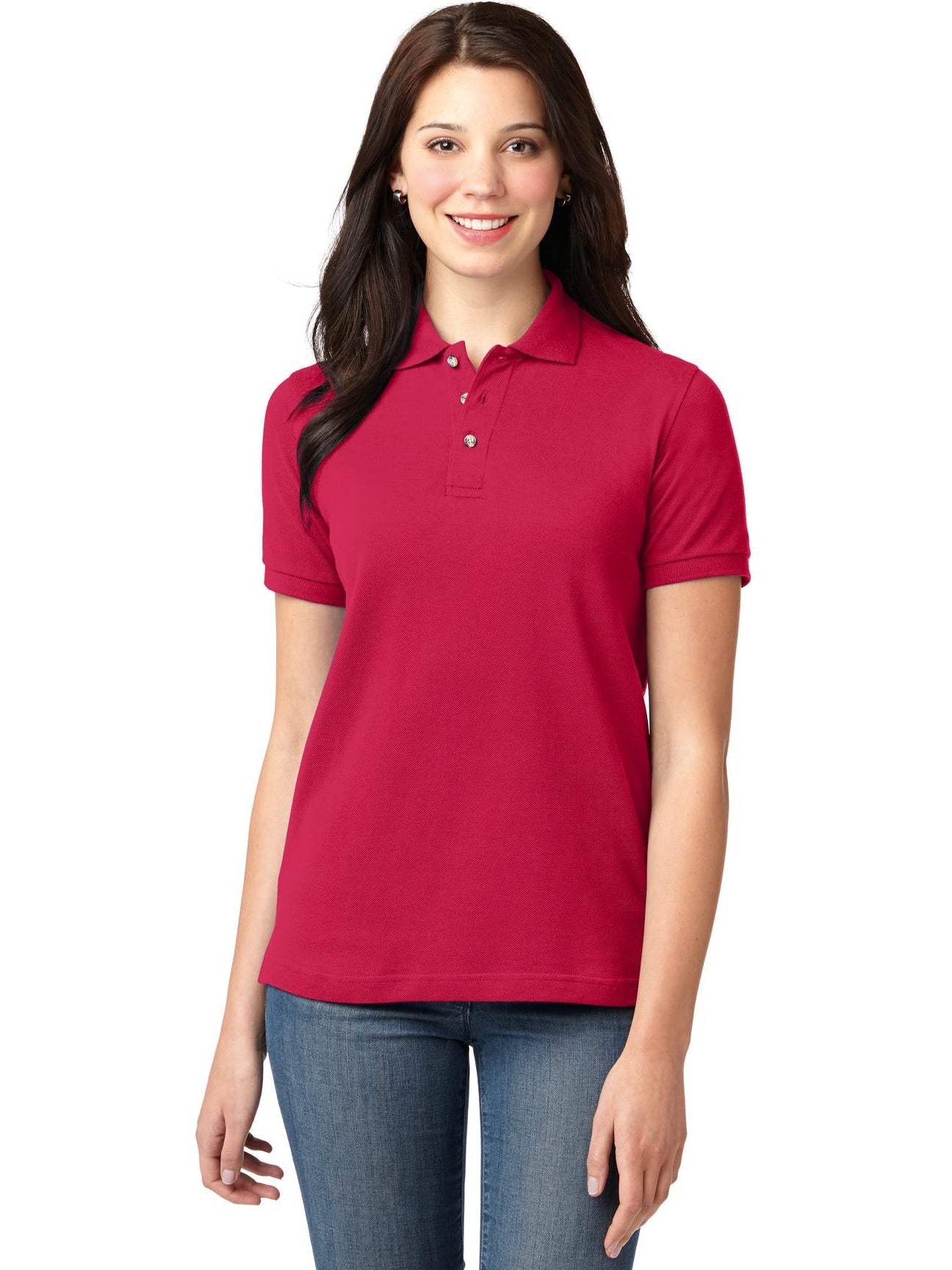 no-logo Port Authority Ladies Pique Knit Polo-Regular-Port Authority-Thread Logic