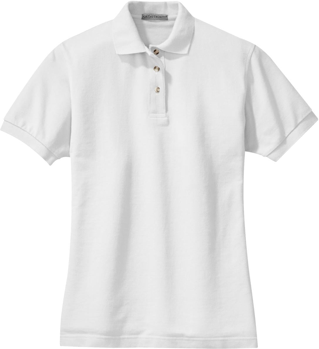 no-logo Port Authority Ladies Pique Knit Polo-Regular-Port Authority-White-XS-Thread Logic