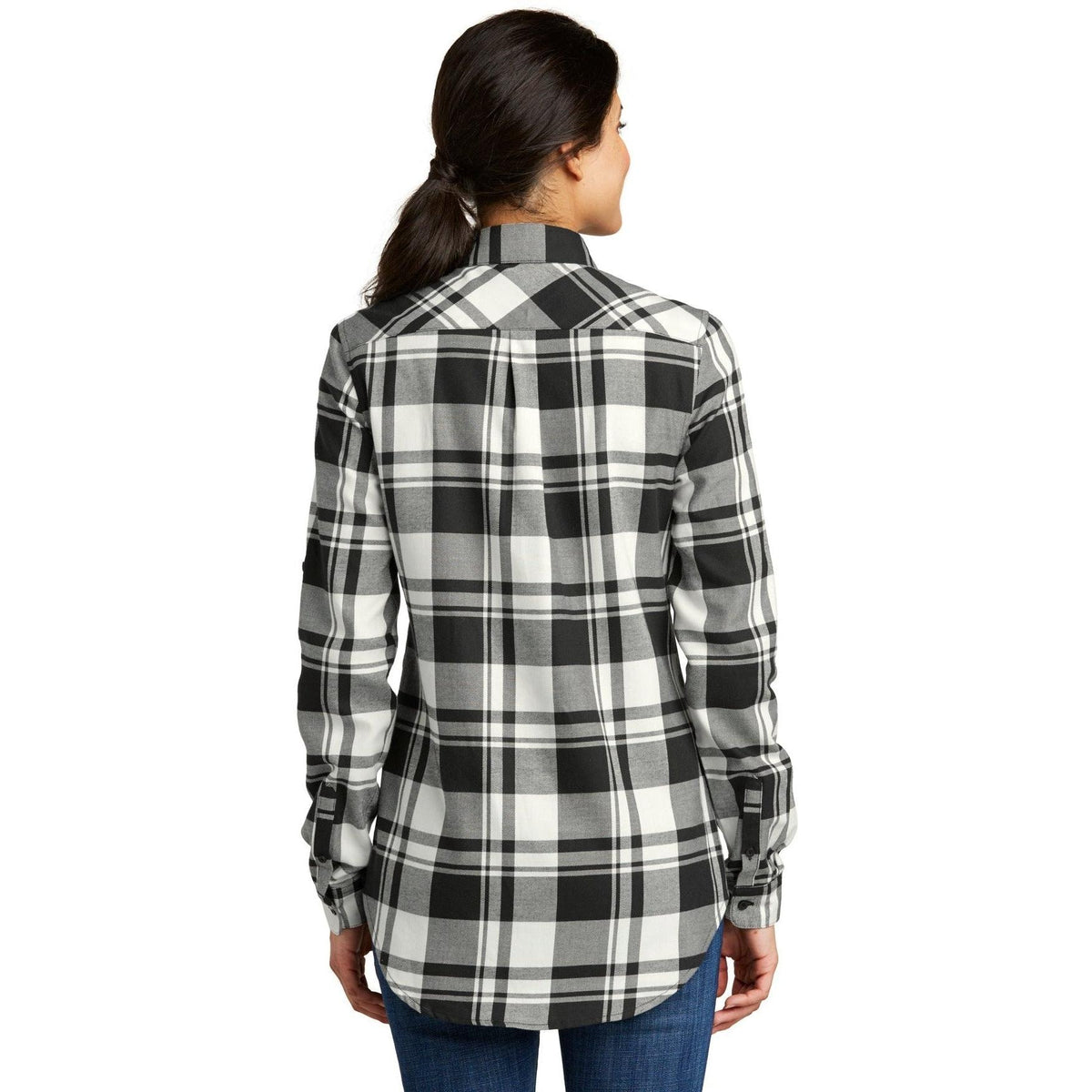 no-logo Port Authority Women's Plaid Flannel Tunic-Dress Shirts-Port Authority-Thread Logic