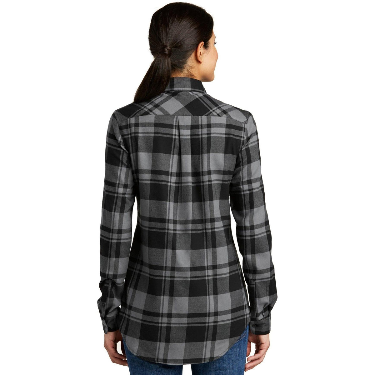 no-logo Port Authority Women's Plaid Flannel Tunic-Dress Shirts-Port Authority-Thread Logic