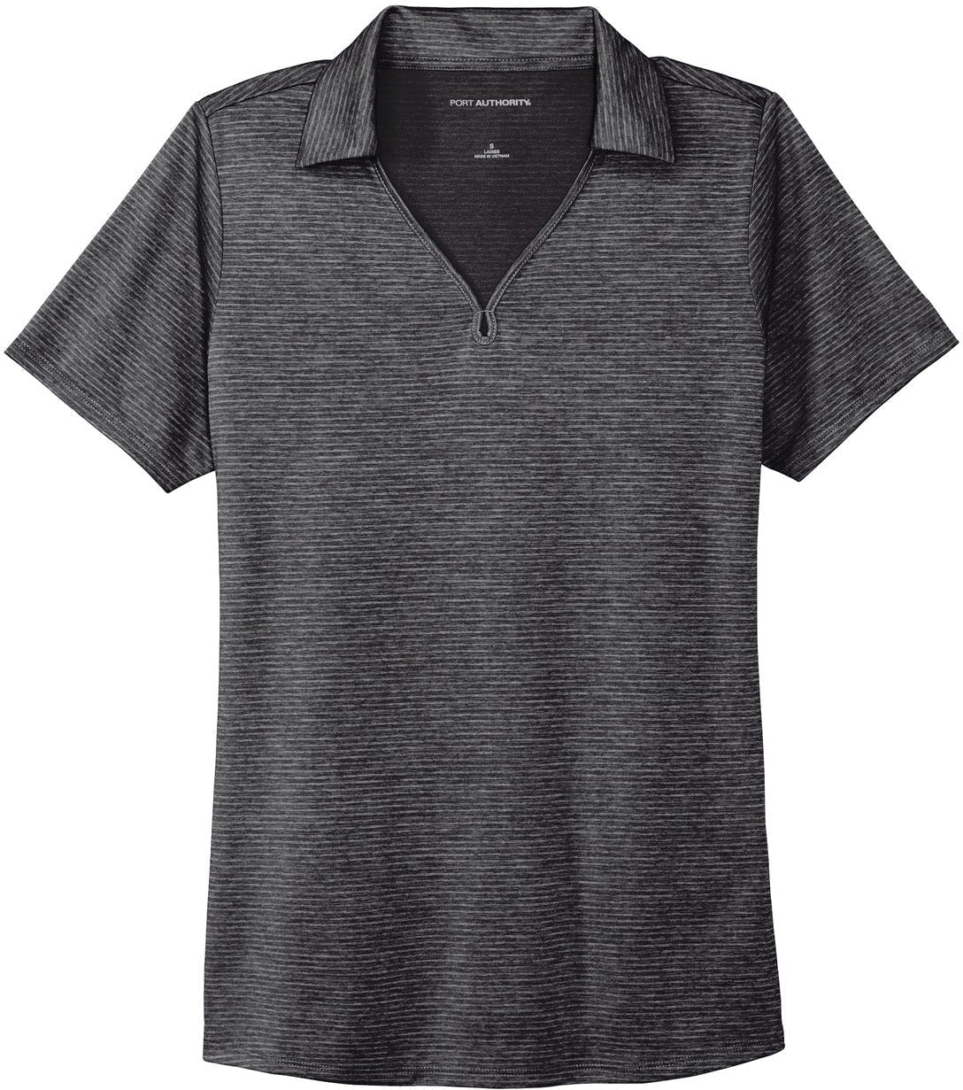 No-Logo CLOSEOUT - Port Authority Ladies Shadow Stripe Polo-Discontinued-Port Authority-Deep Black-XS-Thread Logic