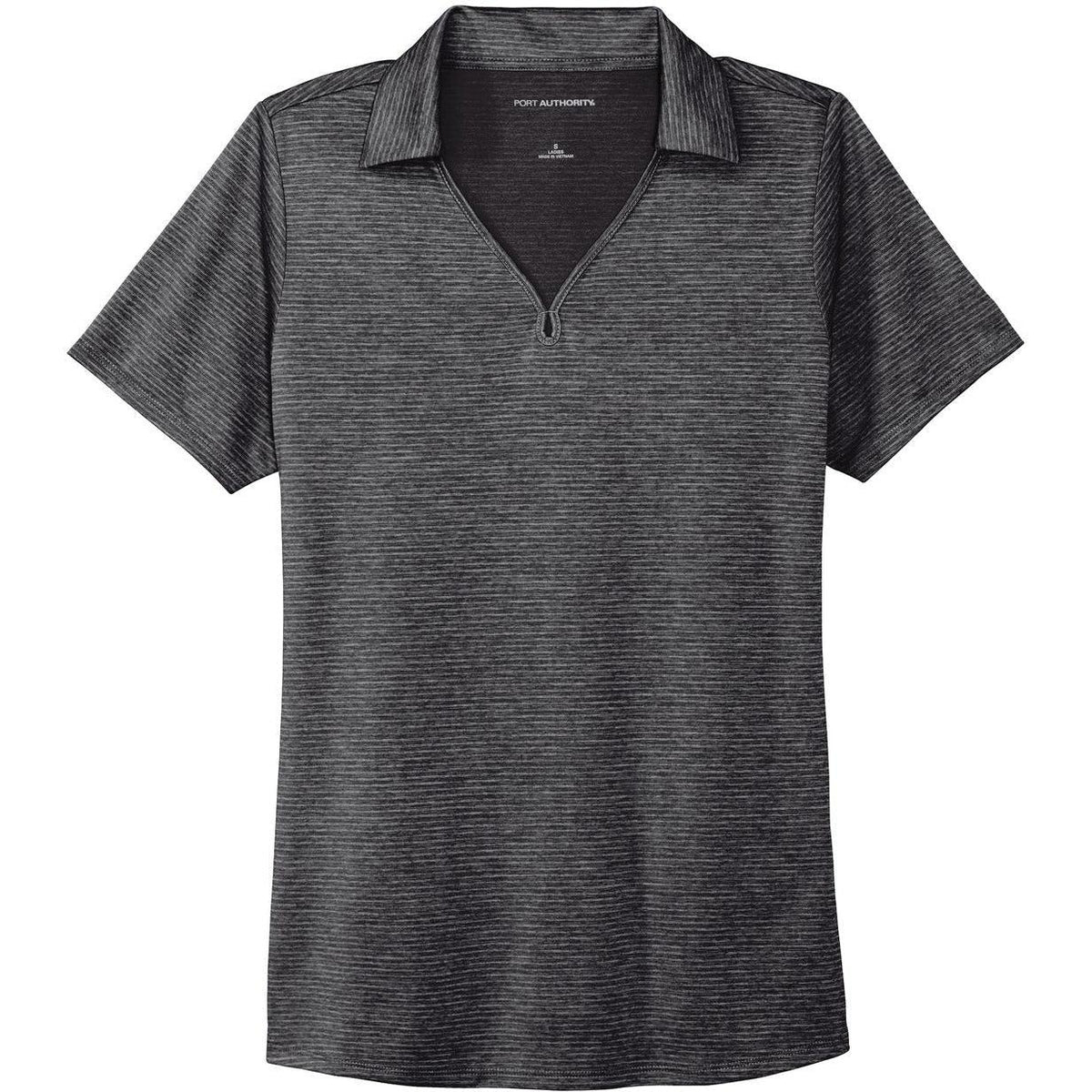no-logo CLOSEOUT - Port Authority Ladies Shadow Stripe Polo-Discontinued-Port Authority-Deep Black-XS-Thread Logic