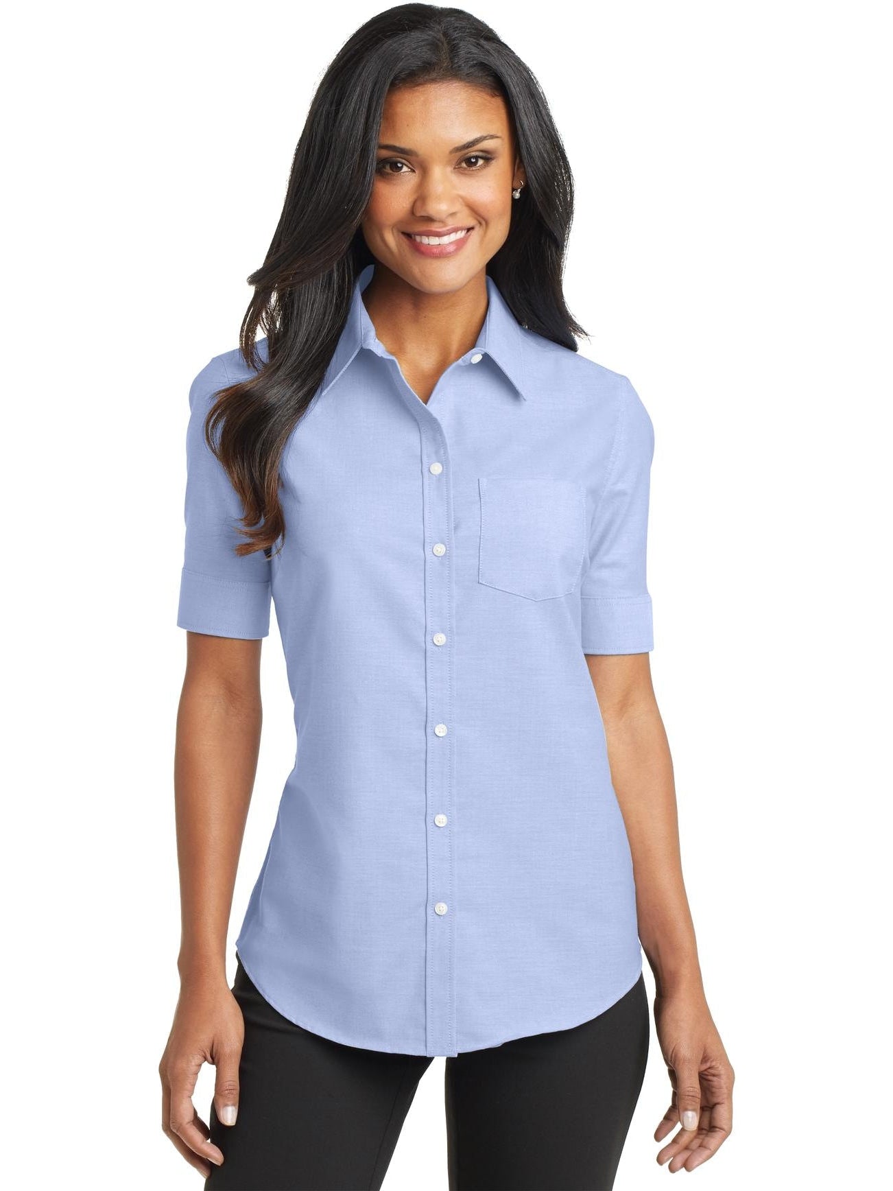 no-logo Port Authority Ladies Short Sleeve SuperPro Oxford Shirt-Regular-Port Authority-Thread Logic