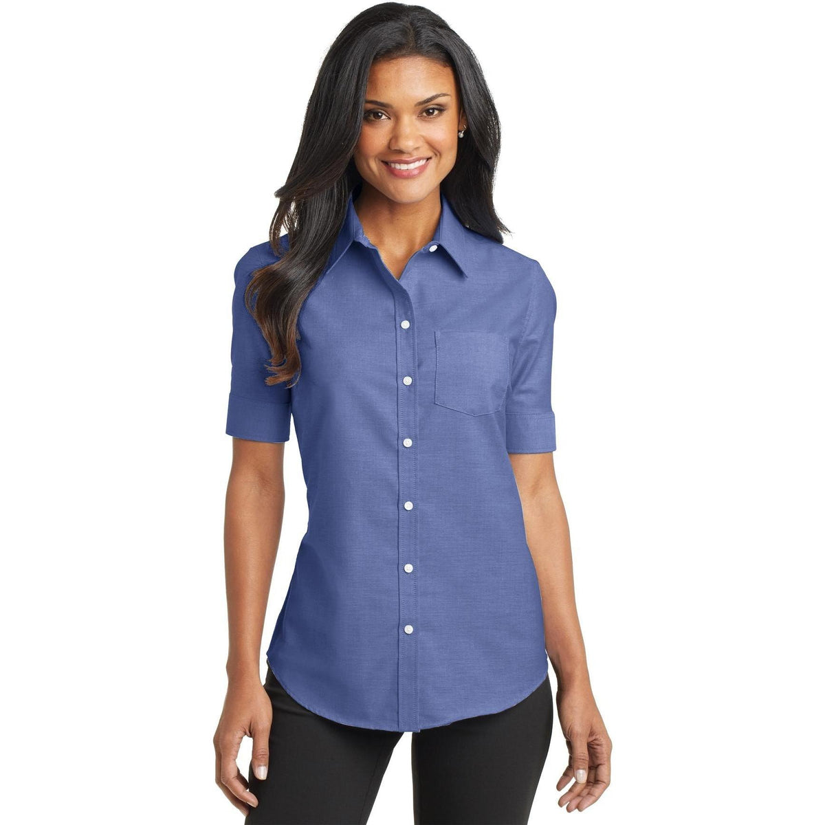 no-logo Port Authority Women's Short Sleeve SuperPro Oxford Shirt-Dress Shirts-Port Authority-Thread Logic